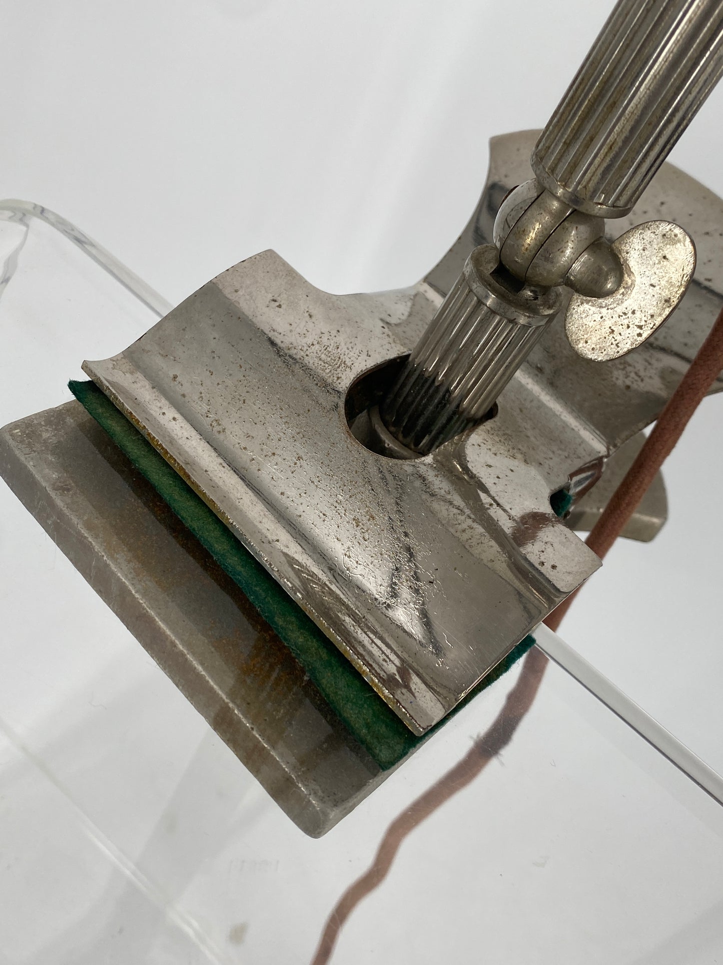 Klemmlampe mit großem Chrom-Reflektor von GLORY, Schweden 1930er