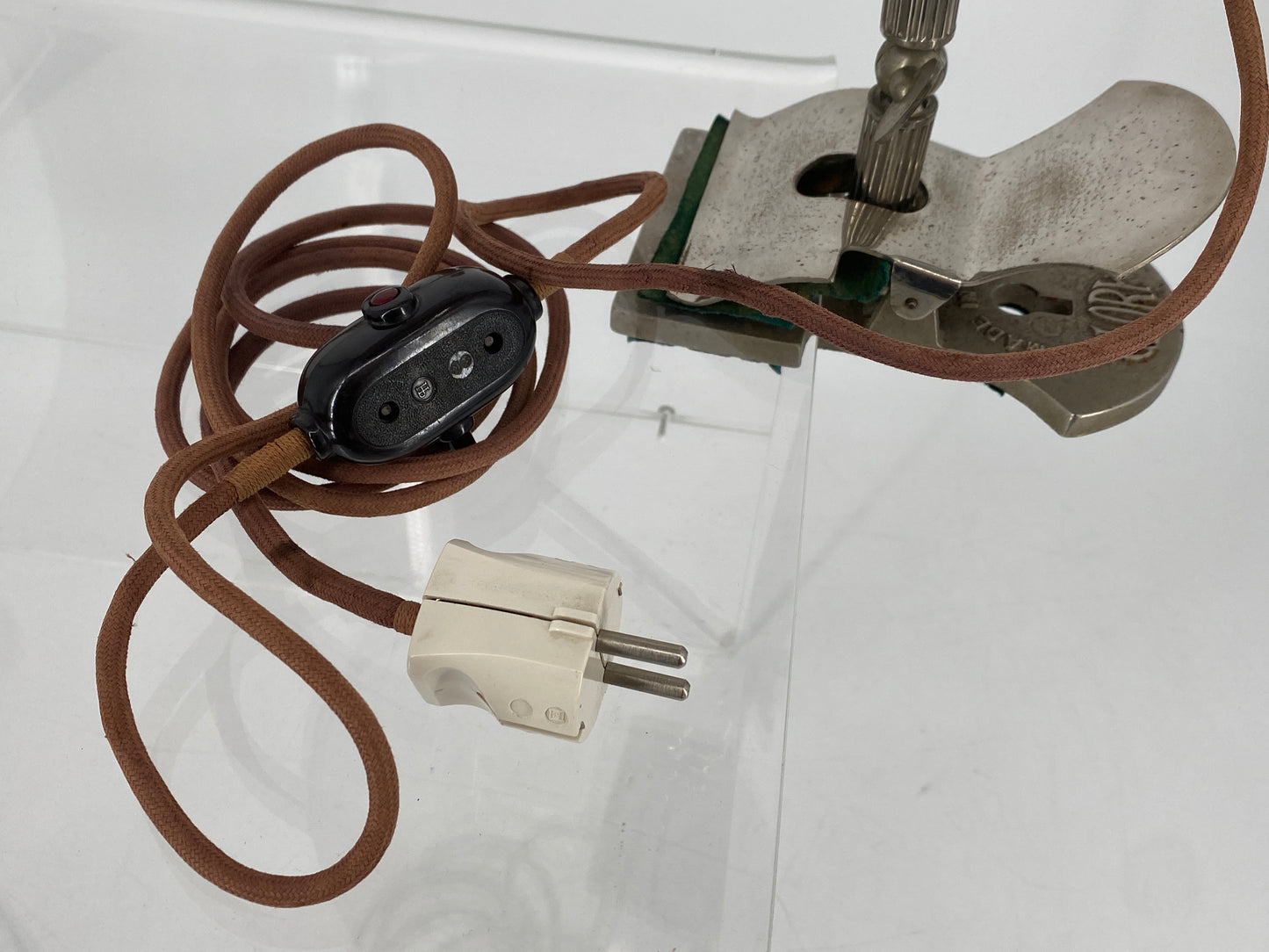 Klemmlampe mit großem Chrom-Reflektor von GLORY, Schweden 1930er