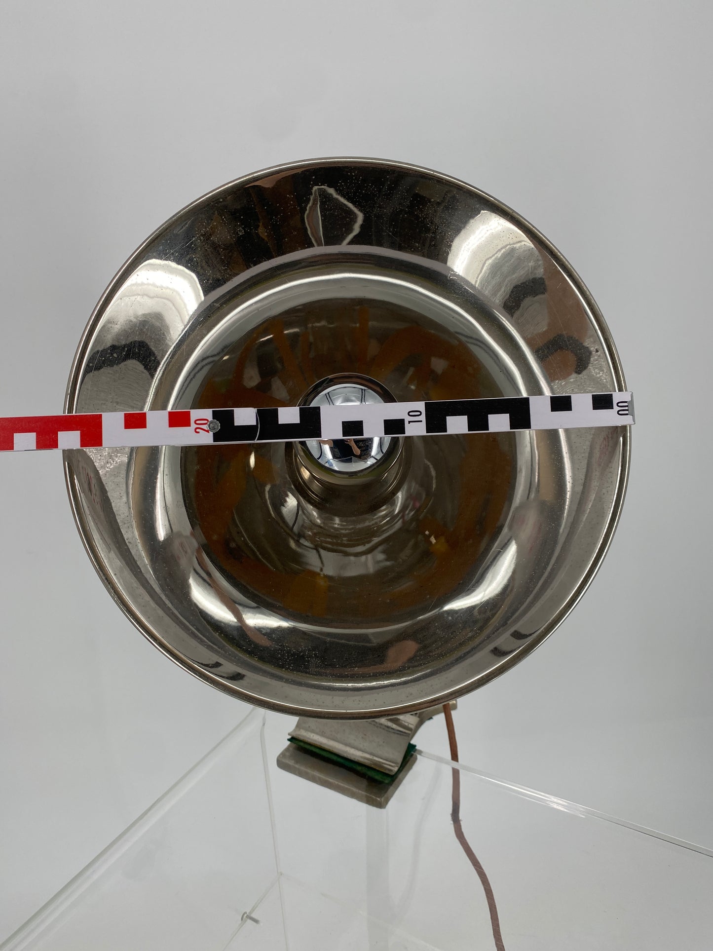 Klemmlampe mit großem Chrom-Reflektor von GLORY, Schweden 1930er