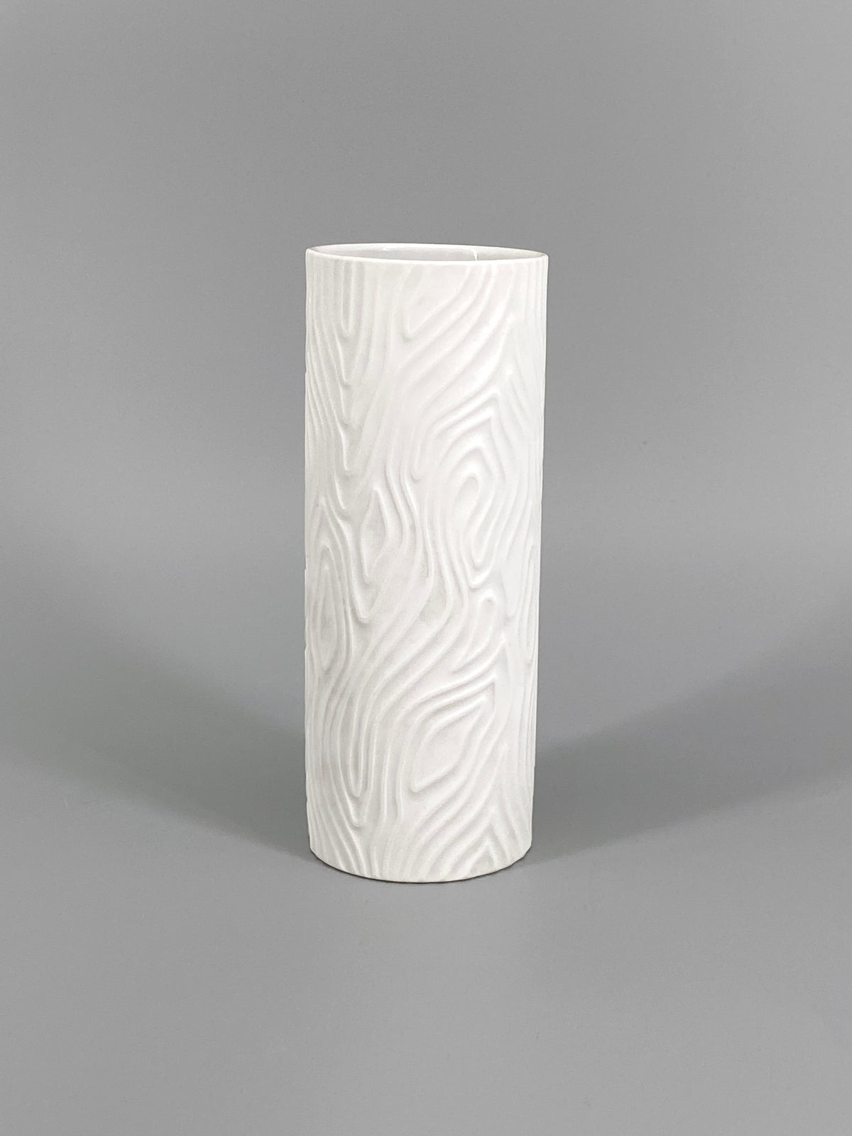 weiße Biskuit Porzellan Vase mit Holzmaserung von H&C Heinrich, Deutschland, 70er