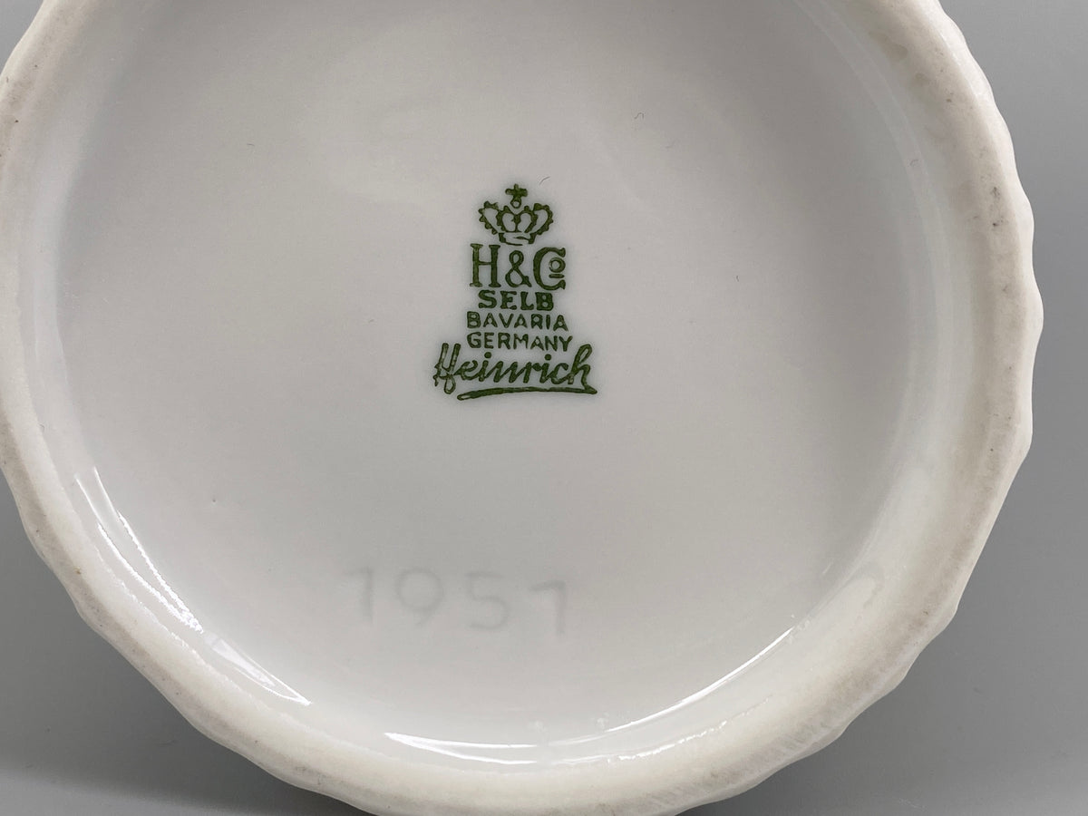 weiße Biskuit Porzellan Vase mit Holzmaserung von H&C Heinrich, Deutschland, 70er