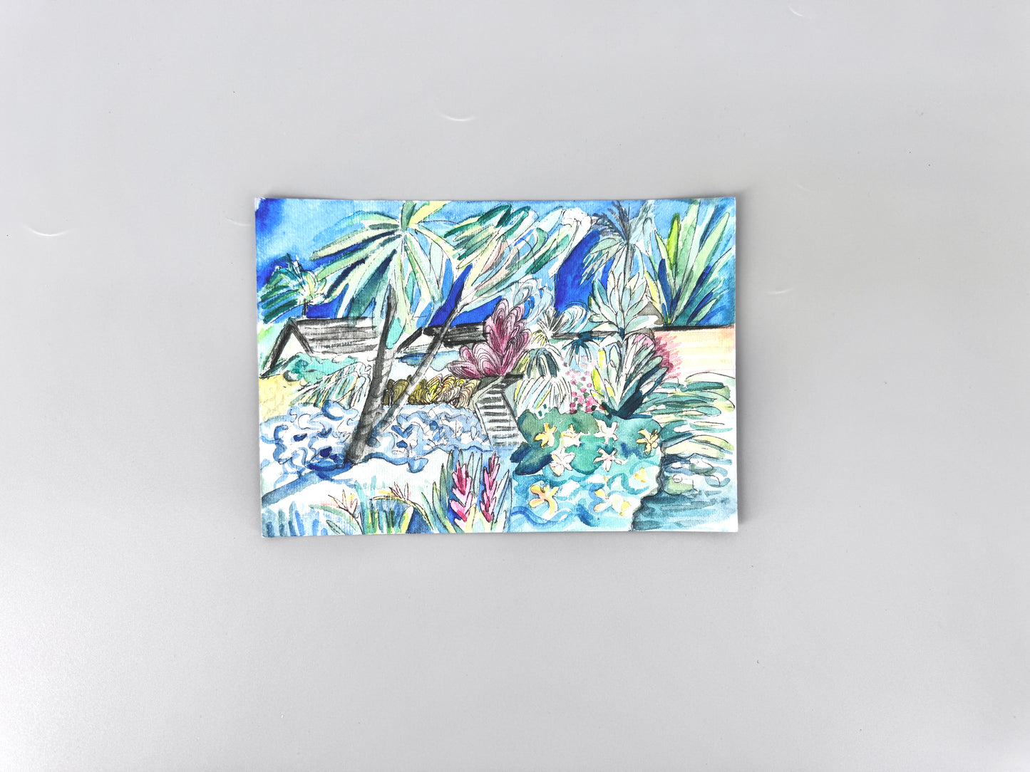 Aquarell, Helga Engeln. Paradies-Garten