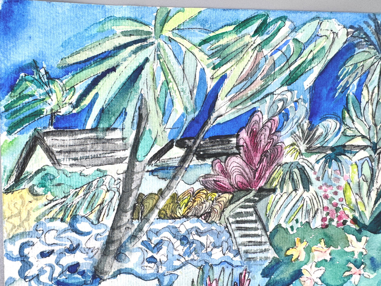 Aquarell, Helga Engeln. Paradies-Garten