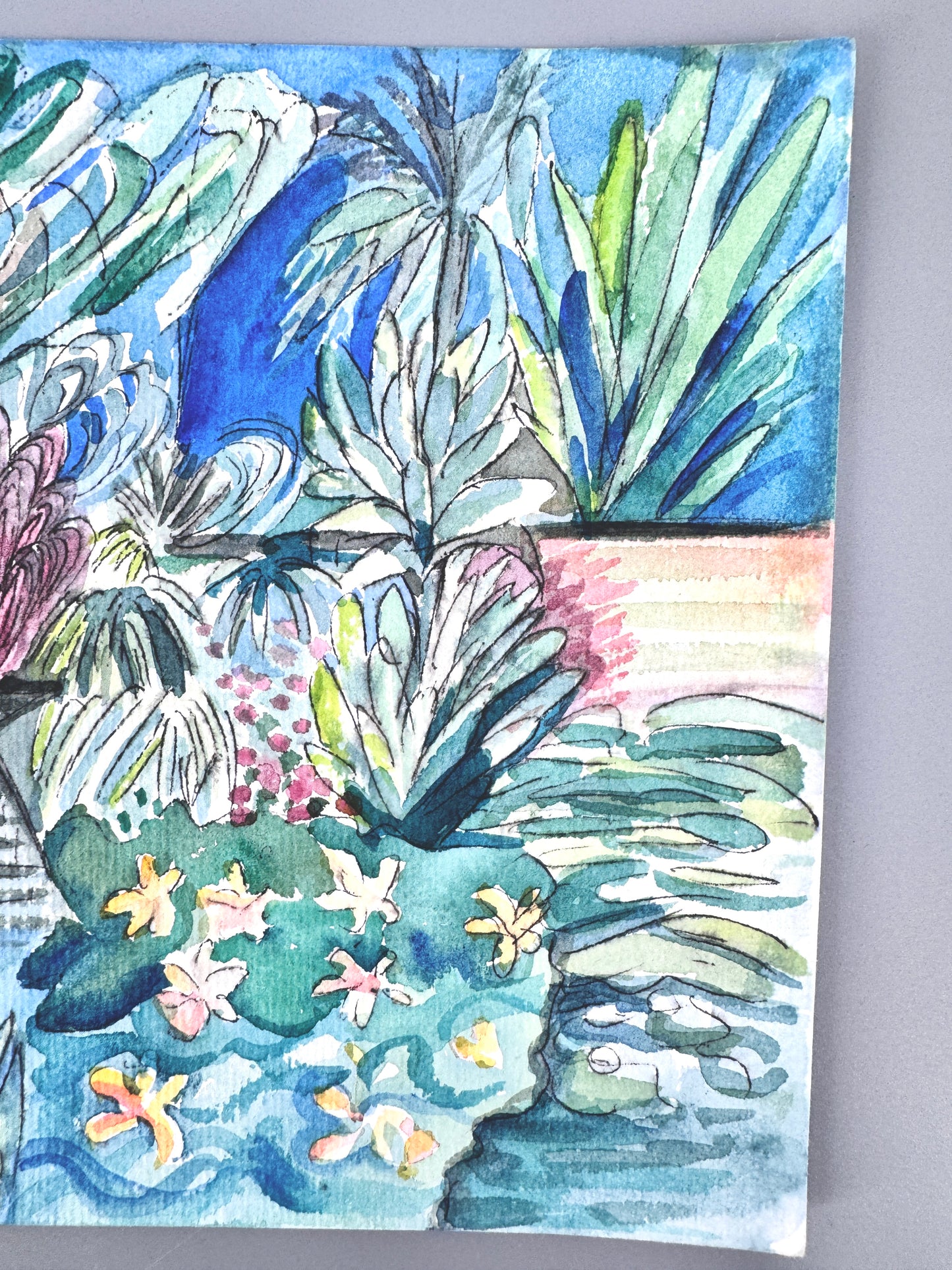 Aquarell, Helga Engeln. Paradies-Garten