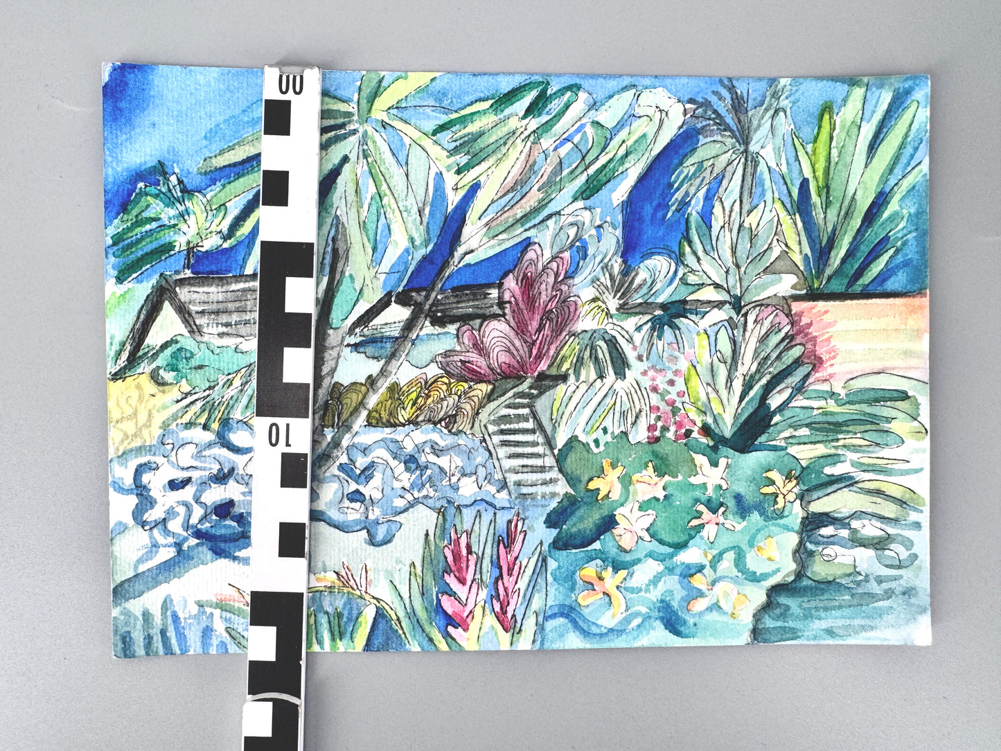 Aquarell, Helga Engeln. Paradies-Garten