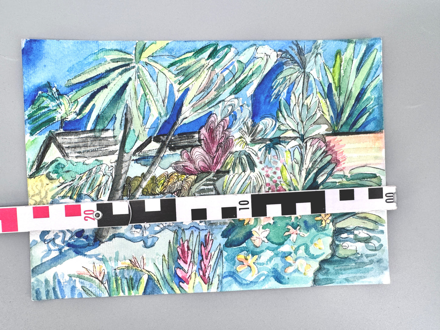 Aquarell, Helga Engeln. Paradies-Garten