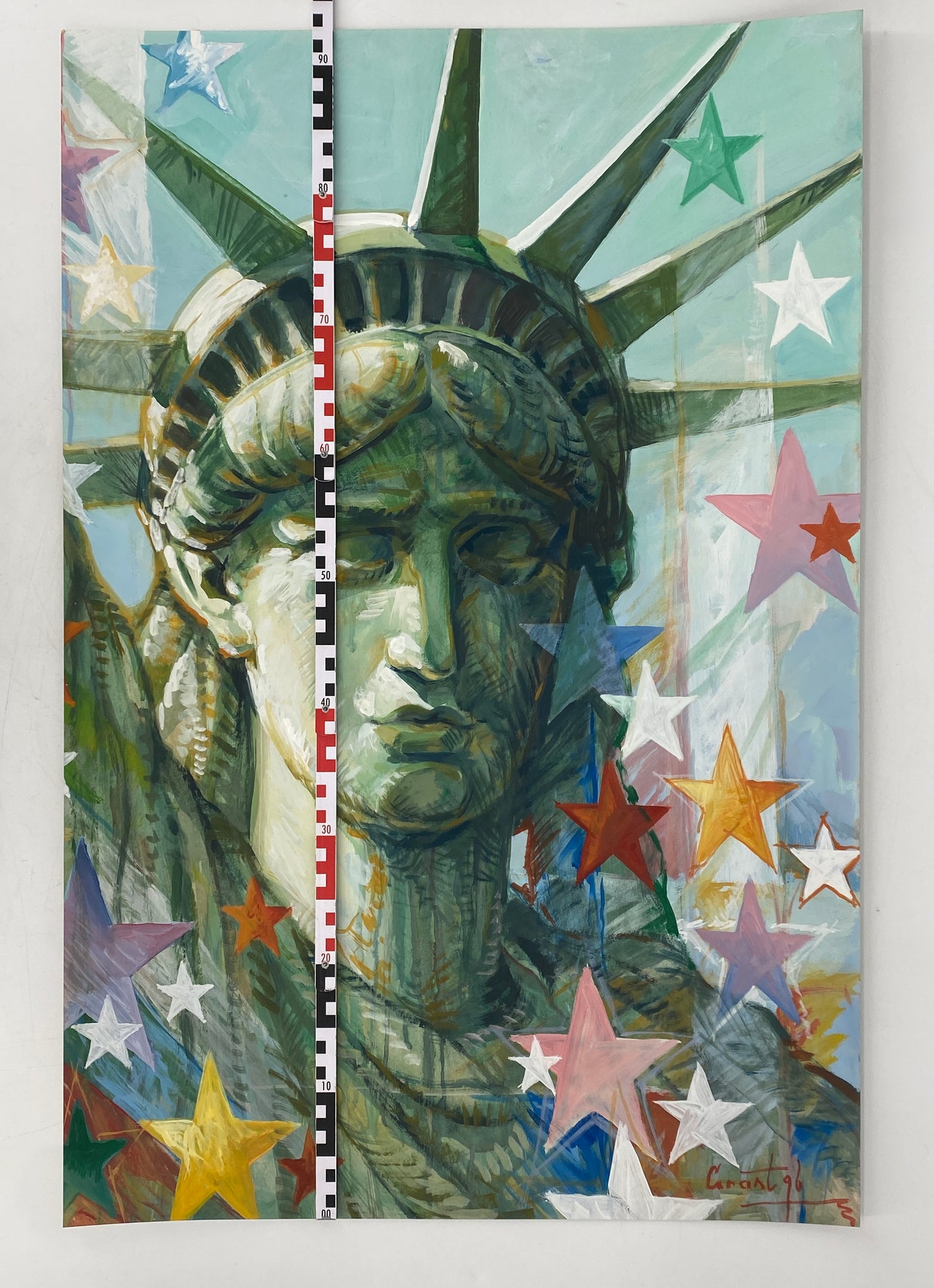 Großes, signiertes Acrylgemälde mit der Darstellung der Freiheitsstatue in New York, 1996