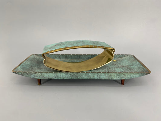 Schreibtischgarnitur aus Messing, 1950er/60er