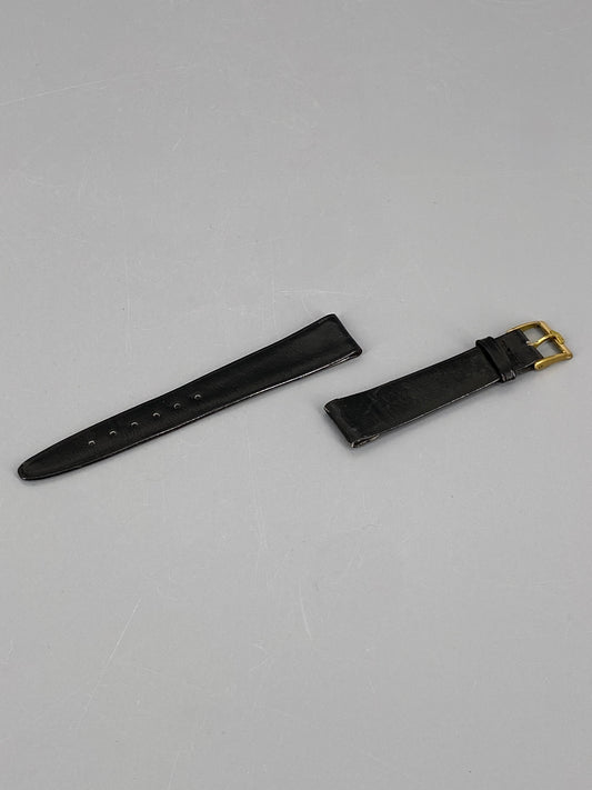 Armband von Tissot aus schwarzem Leder, Schweiz, 80er