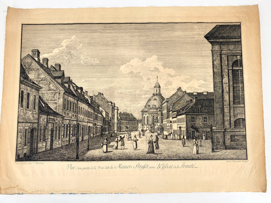 Antike Stadtansicht aus Berlin Mitte, Heliographie nach Kupferstich. Groß!