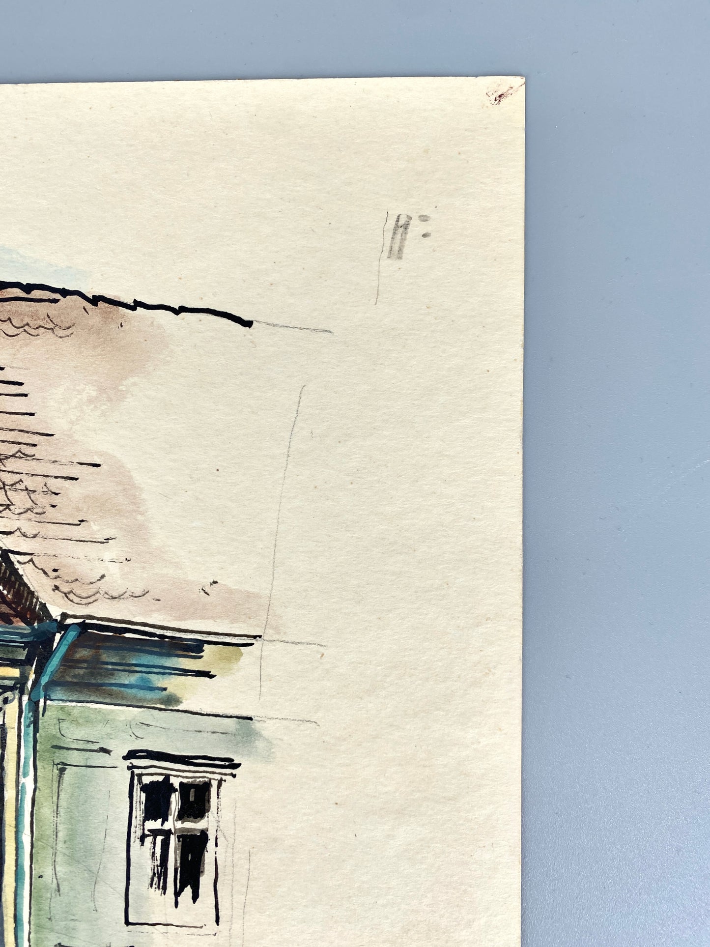 Neuruppin (Häuserreihe). Aquarellierte Zeichnung von Dieter Rogalla