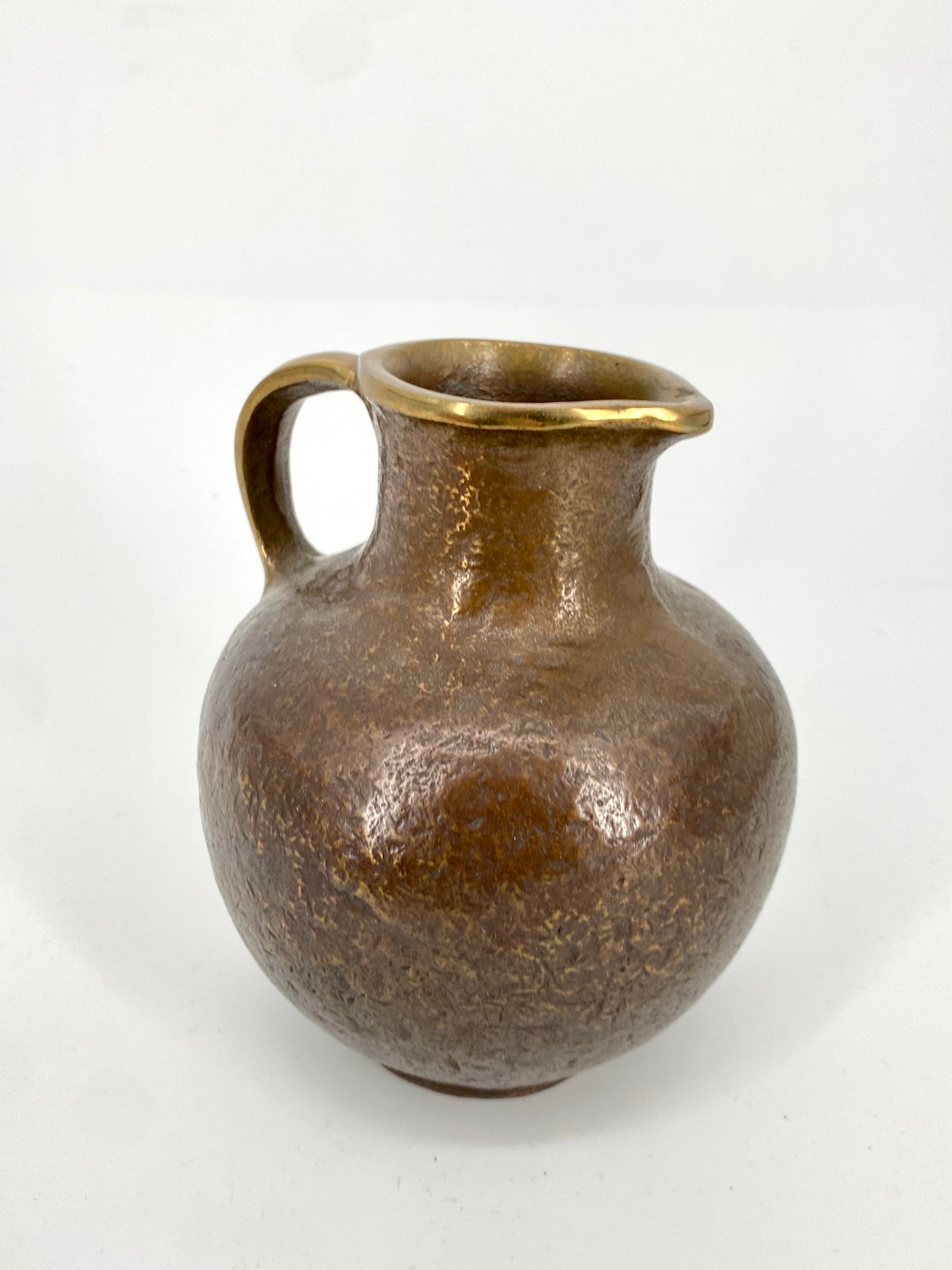 Krug oder Henkelvase aus massiver Bronze von Horst Dalbeck, 60/70er Jahre