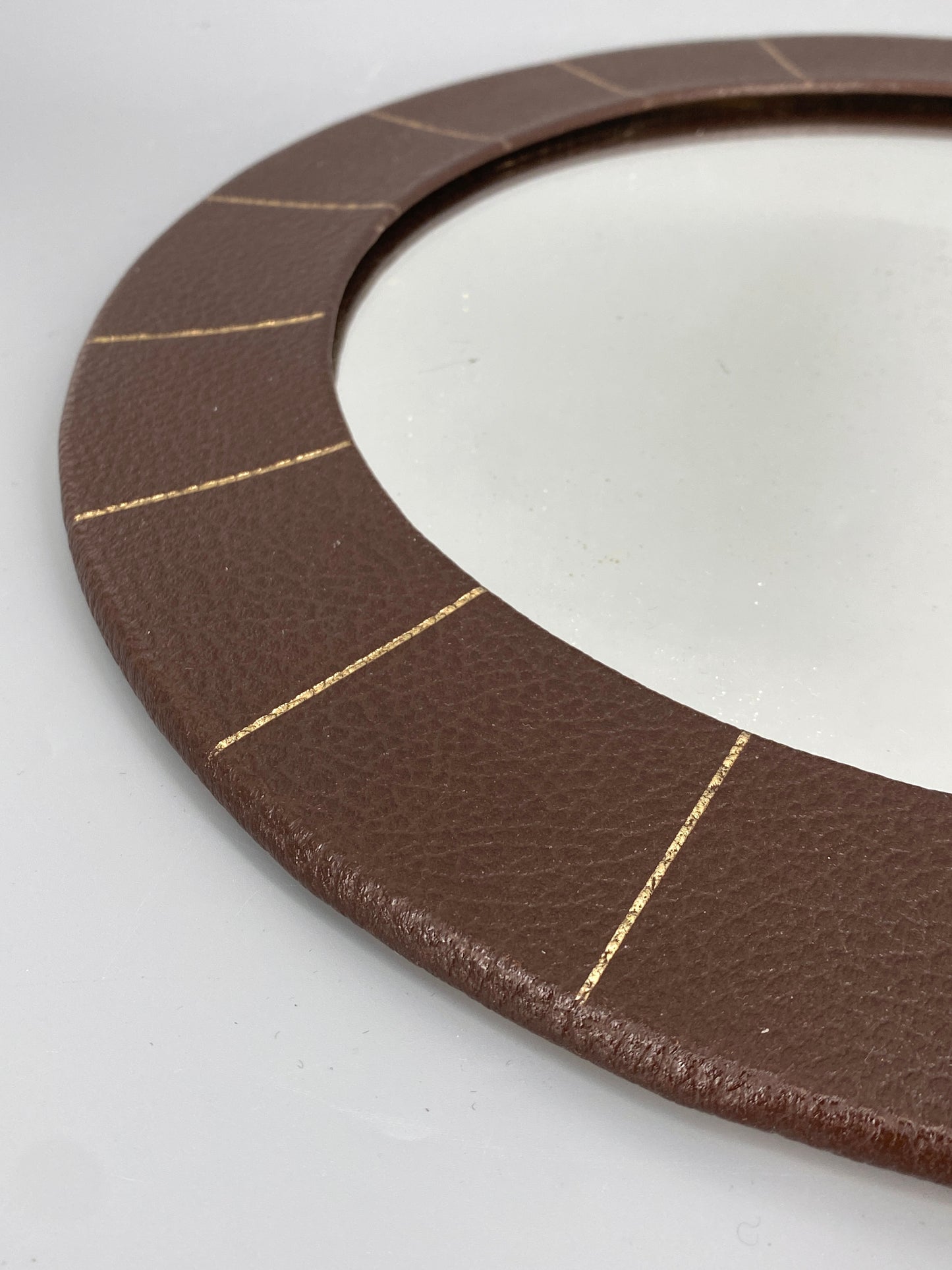 Mid Century Spiegel aus Kunstleder, 1950er