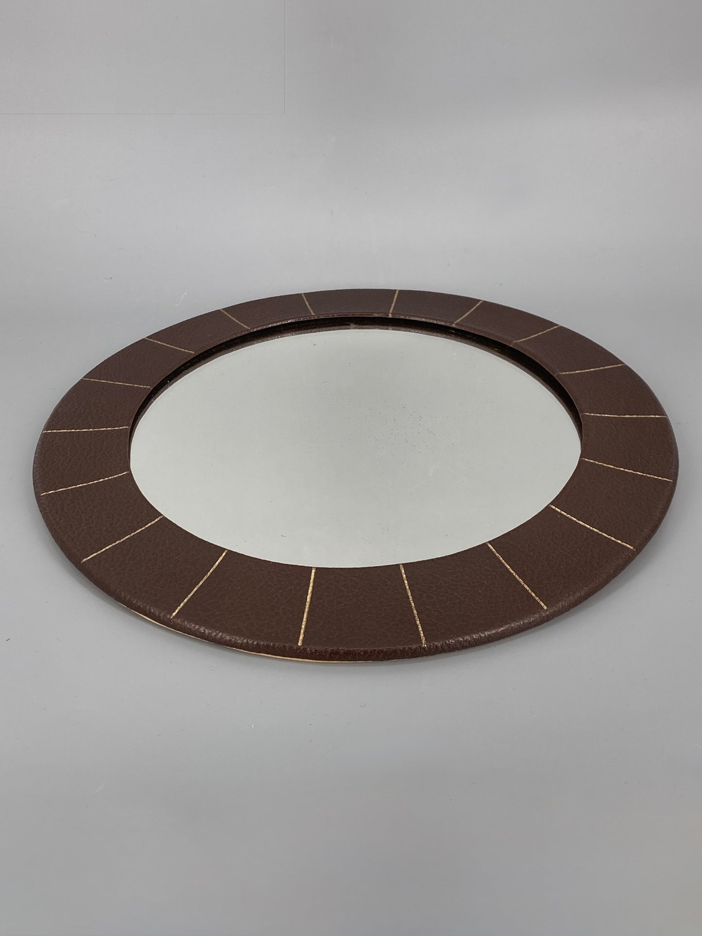 Mid Century Spiegel aus Kunstleder, 1950er