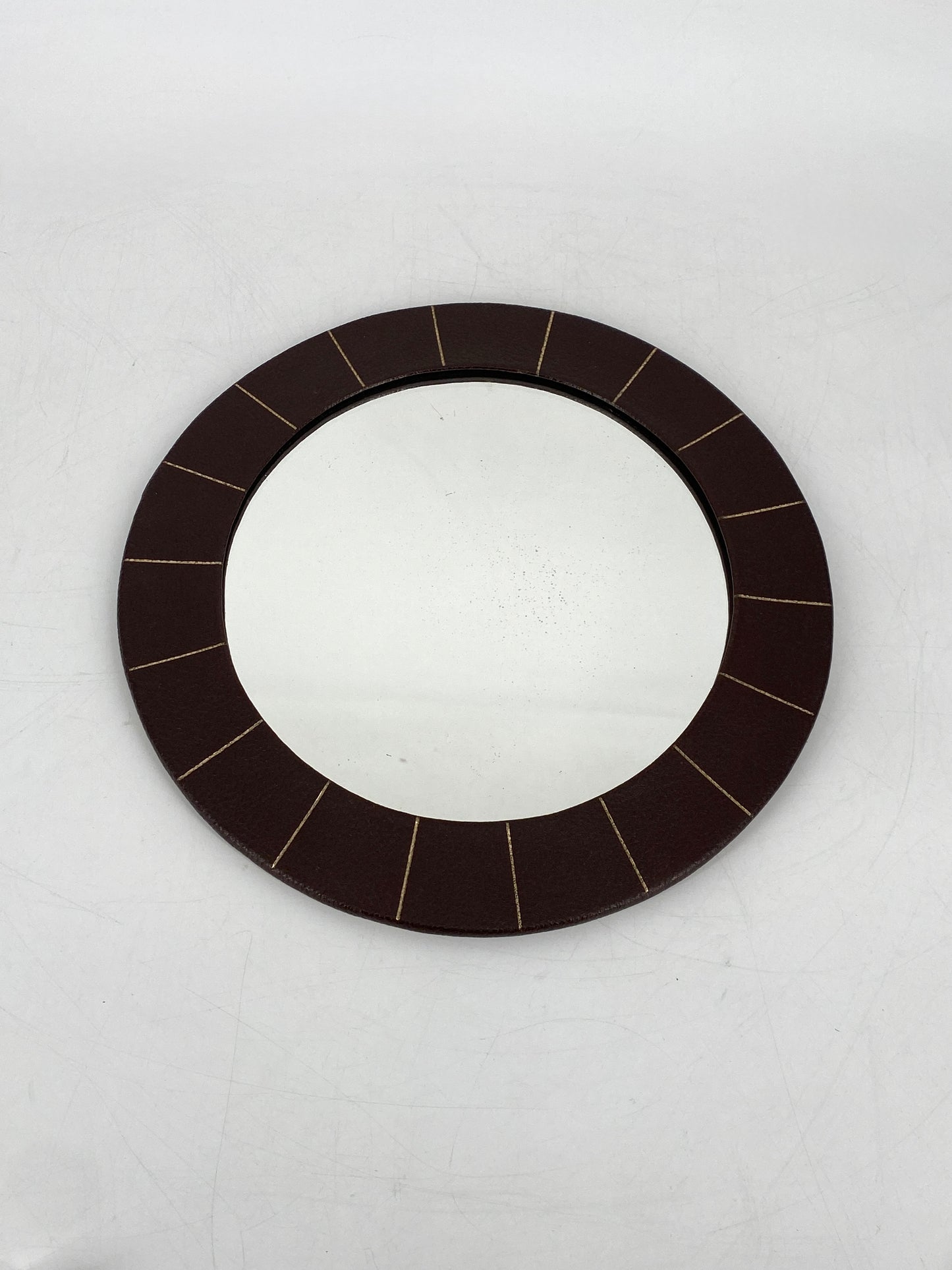 Mid Century Spiegel aus Kunstleder, 1950er