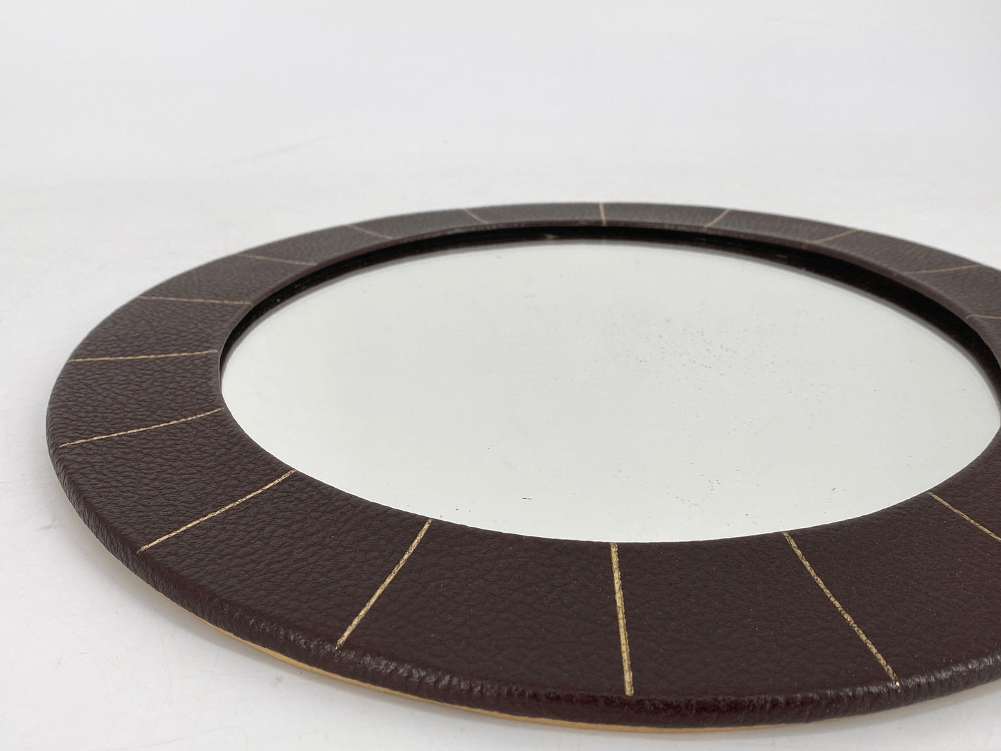 Mid Century Spiegel aus Kunstleder, 1950er