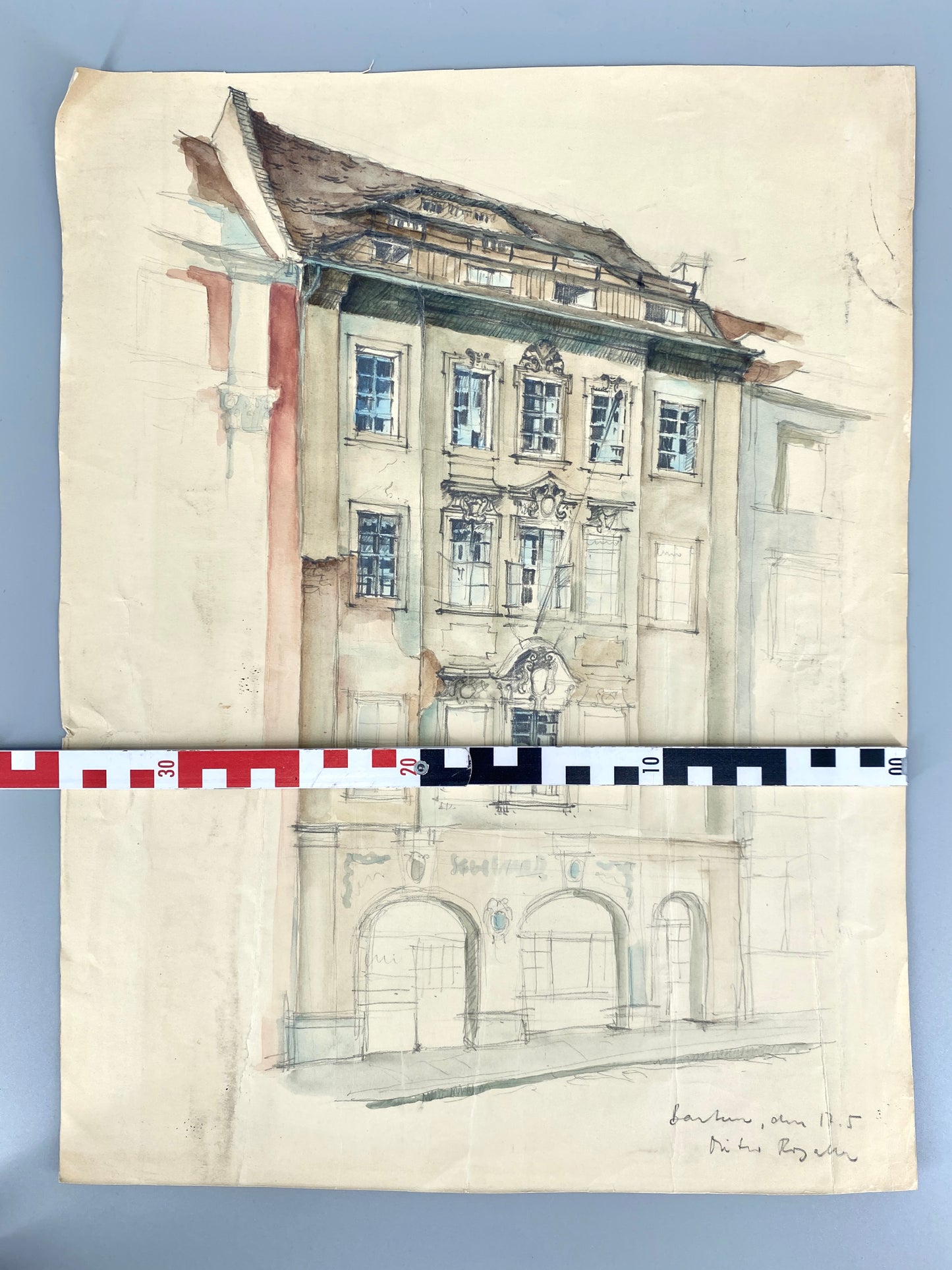 Bautzen (Bürgerhaus). Zeichnung, Aquarelliert. Von Dieter Rogalla.