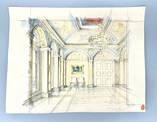 Schloss Weesenstein, Zeichnung Aquarelliert. Von Dieter Rogalla