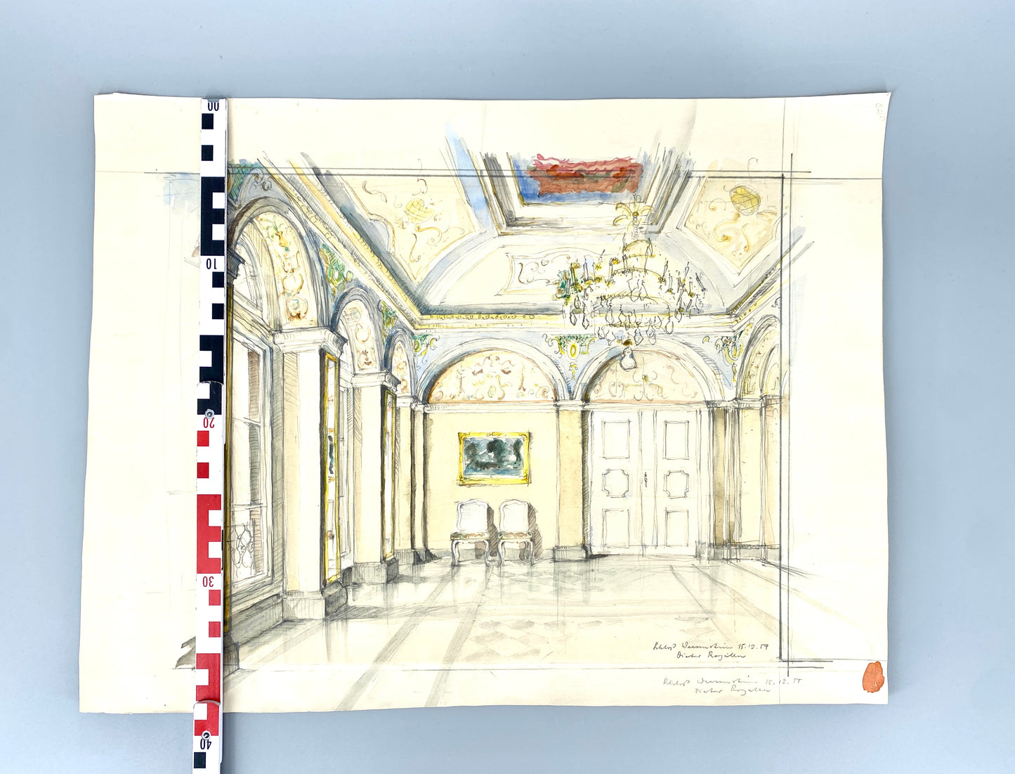 Schloss Weesenstein, Zeichnung Aquarelliert. Von Dieter Rogalla