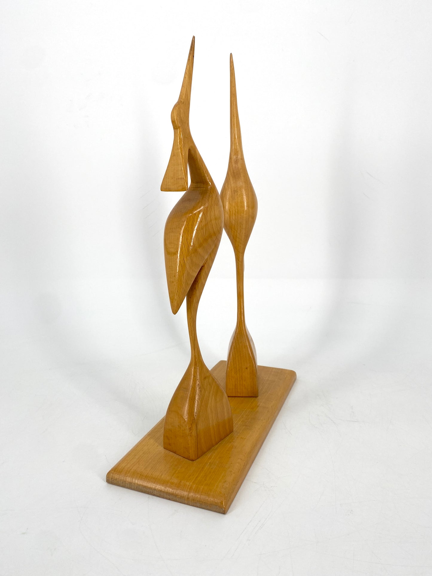 Mid Century Design Kranichfigur aus hellem Holz, Deutschland 1950er