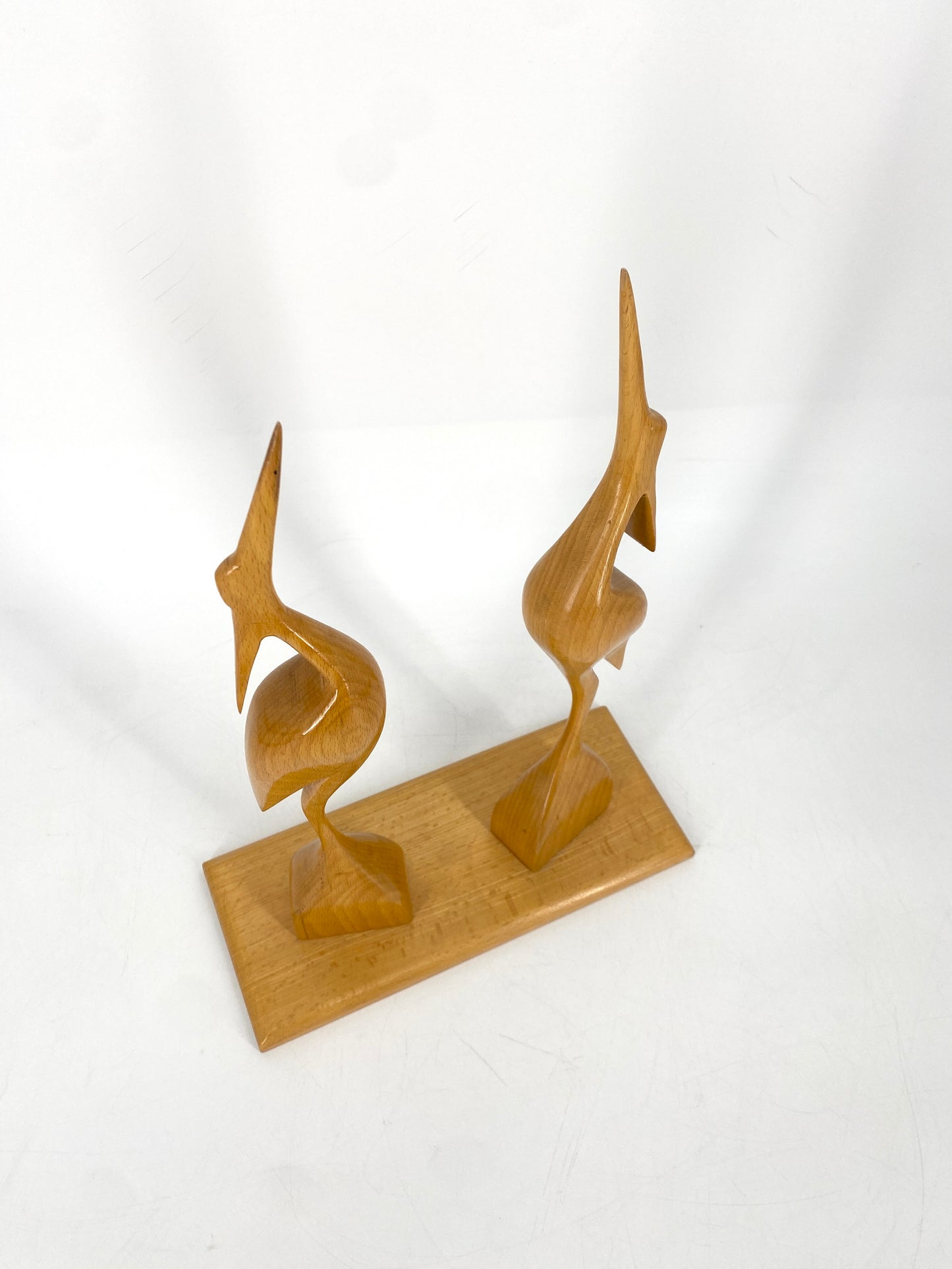 Mid Century Design Kranichfigur aus hellem Holz, Deutschland 1950er