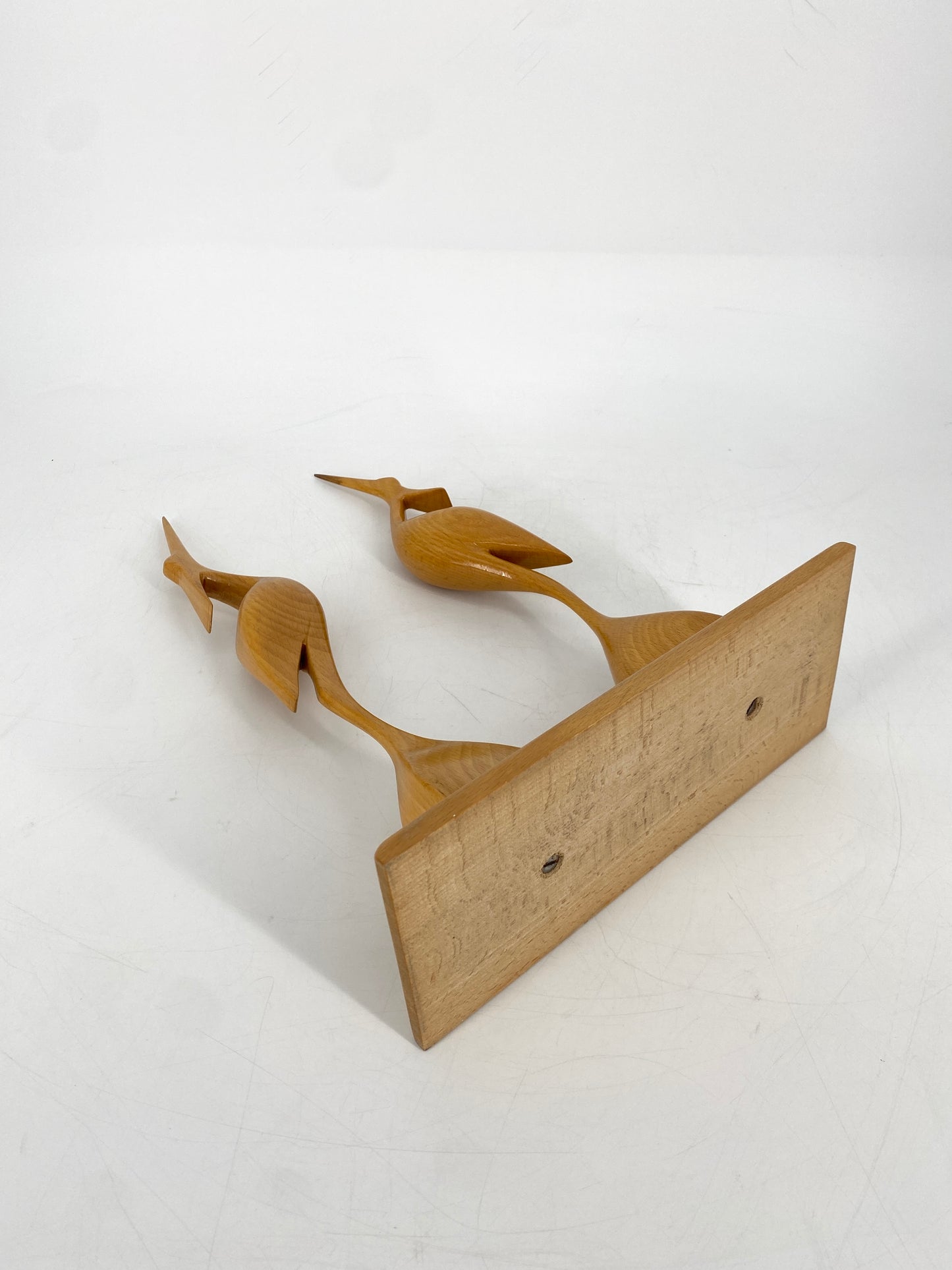 Mid Century Design Kranichfigur aus hellem Holz, Deutschland 1950er