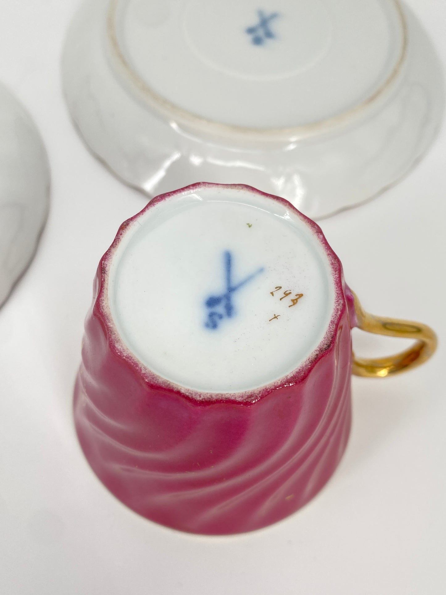 Antike Porzellan Tasse von Louis Löwinsohn, Schlesien 19. Jhd