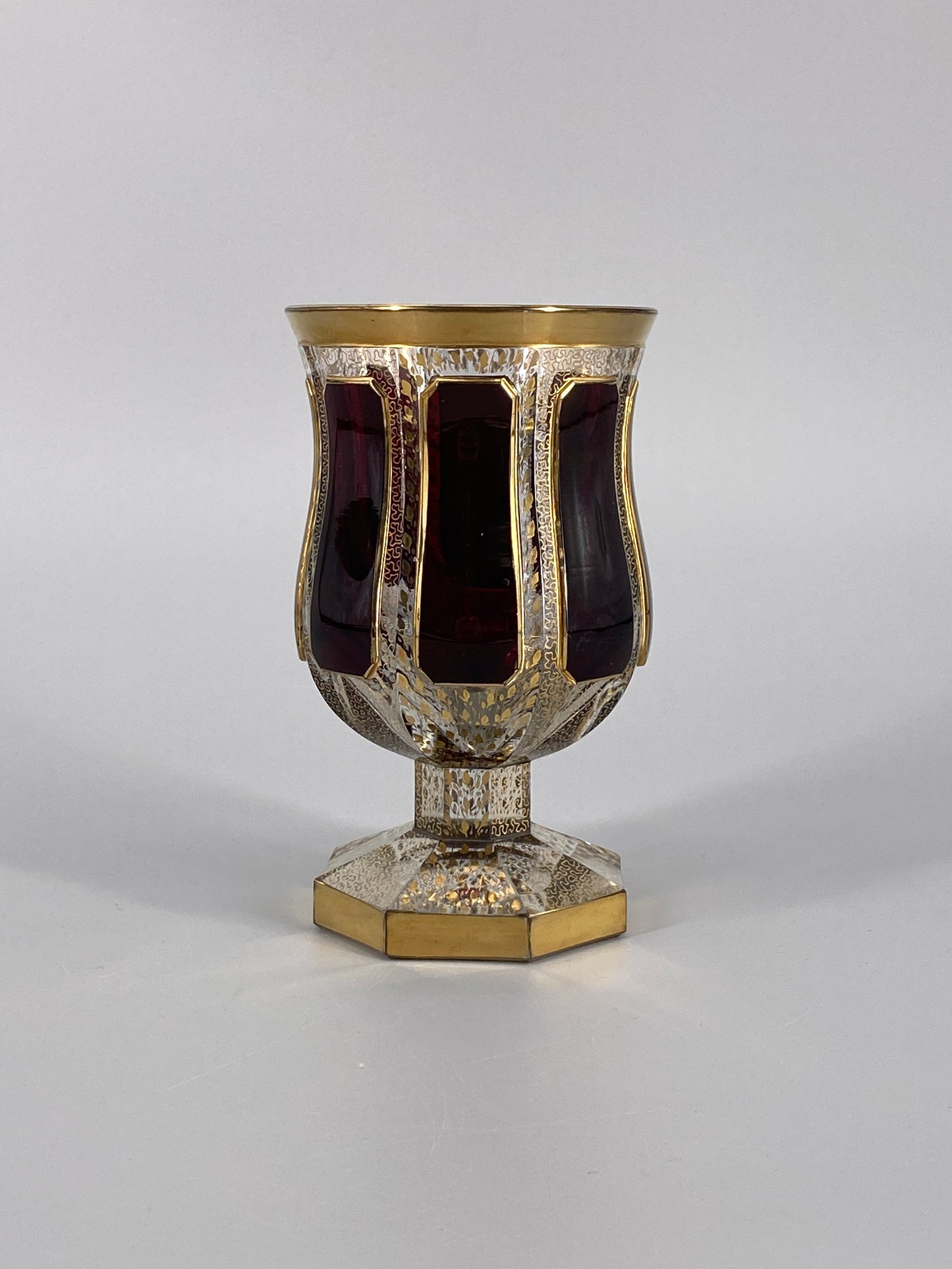antiker Pokal "Venezia" in Rot von Franz Heide, Böhmisch-Kamnitz, 1920er