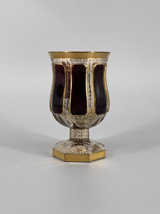 antiker Pokal "Venezia" in Rot von Franz Heide, Böhmisch-Kamnitz, 1920er