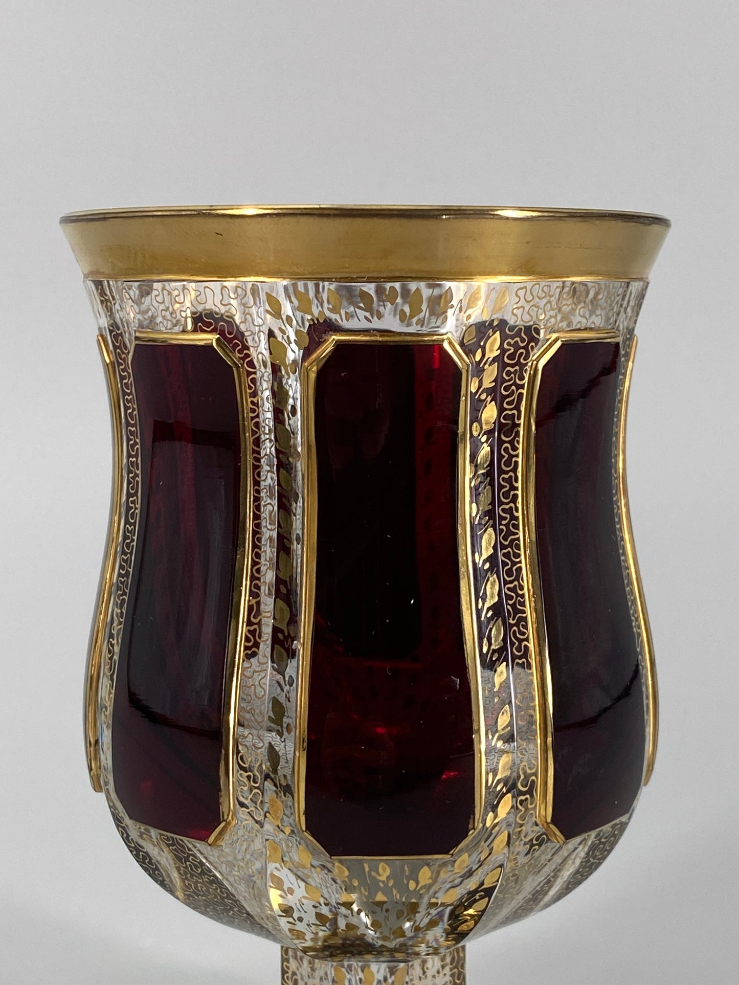 antiker Pokal "Venezia" in Rot von Franz Heide, Böhmisch-Kamnitz, 1920er