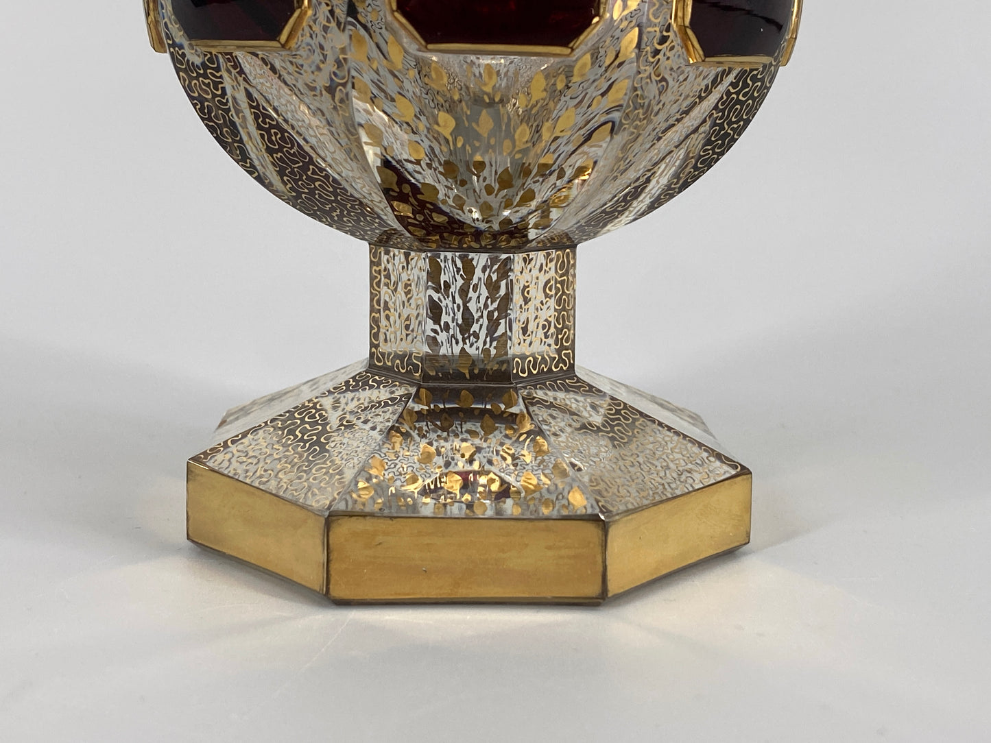 antiker Pokal "Venezia" in Rot von Franz Heide, Böhmisch-Kamnitz, 1920er