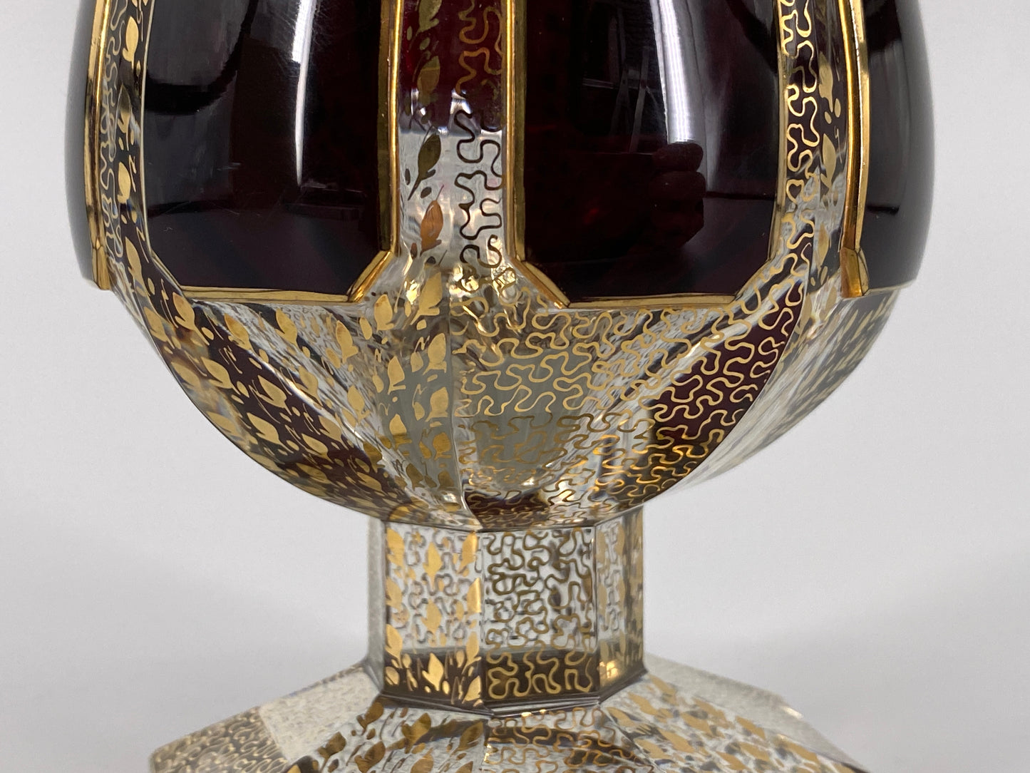 antiker Pokal "Venezia" in Rot von Franz Heide, Böhmisch-Kamnitz, 1920er