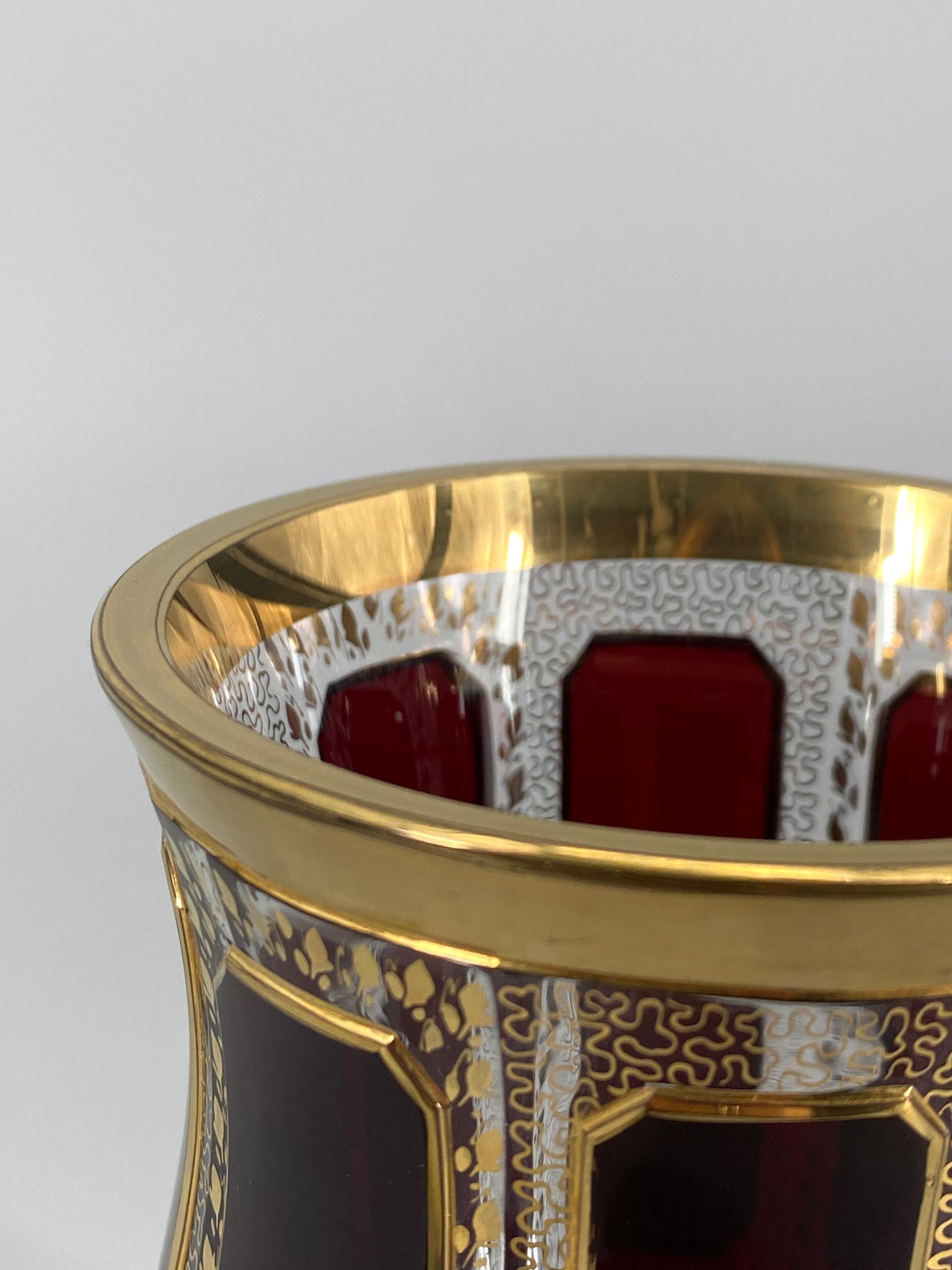 antiker Pokal "Venezia" in Rot von Franz Heide, Böhmisch-Kamnitz, 1920er