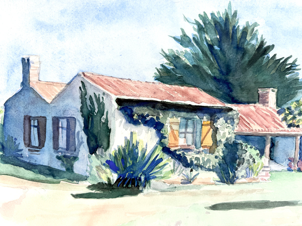 Mediterranes Haus im Garten II. Aquarell, Helga Engeln