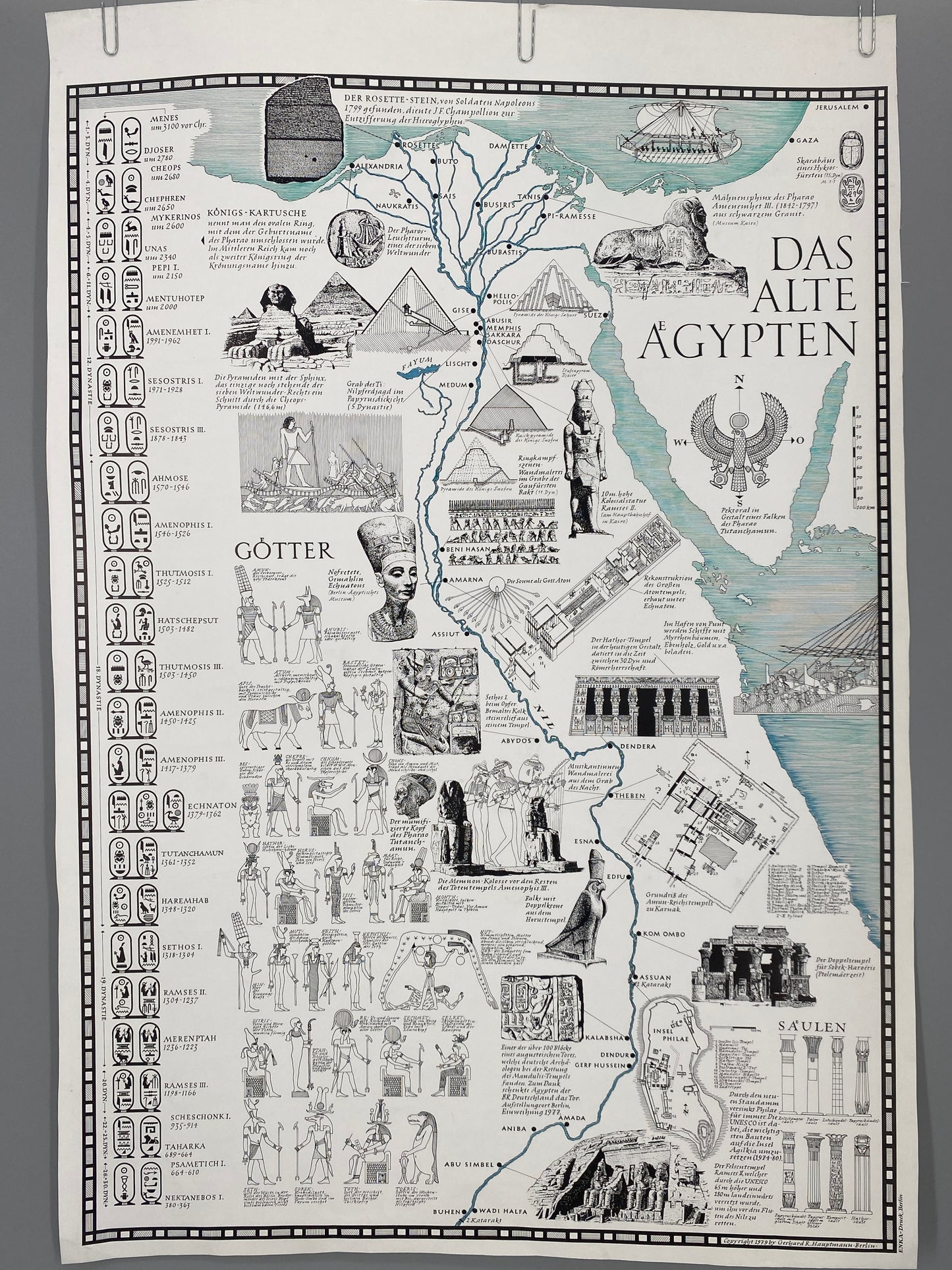 Poster, Das alte Ägypten. Karte von Gerhard R Hauptmann, Berlin.