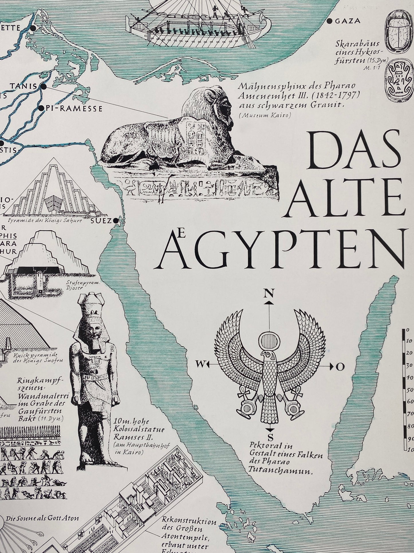 Poster, Das alte Ägypten. Karte von Gerhard R Hauptmann, Berlin.