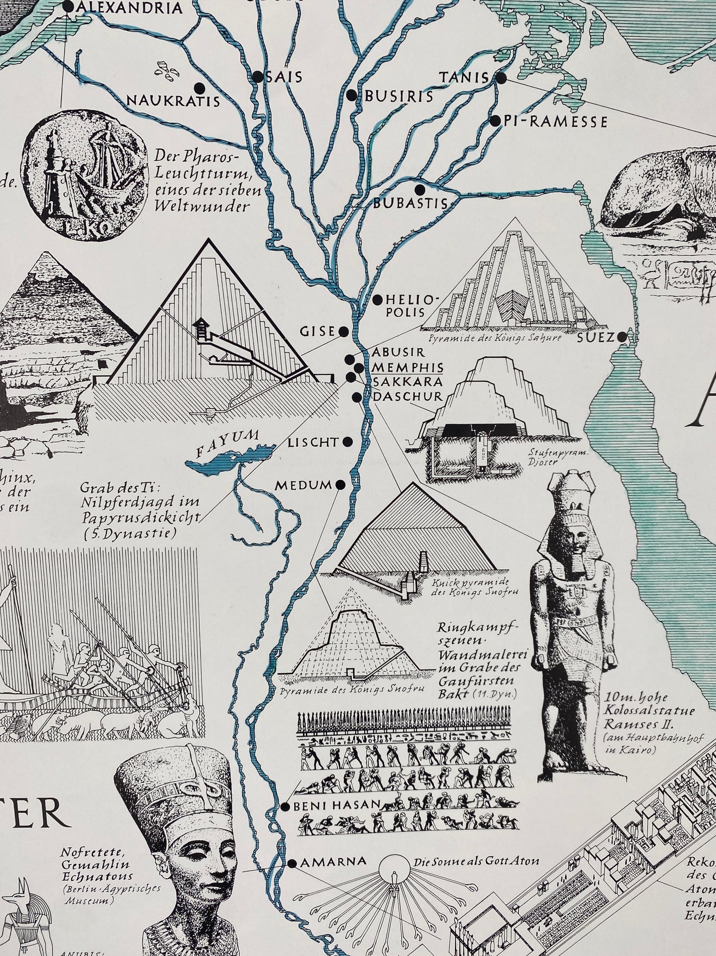 Poster, Das alte Ägypten. Karte von Gerhard R Hauptmann, Berlin.
