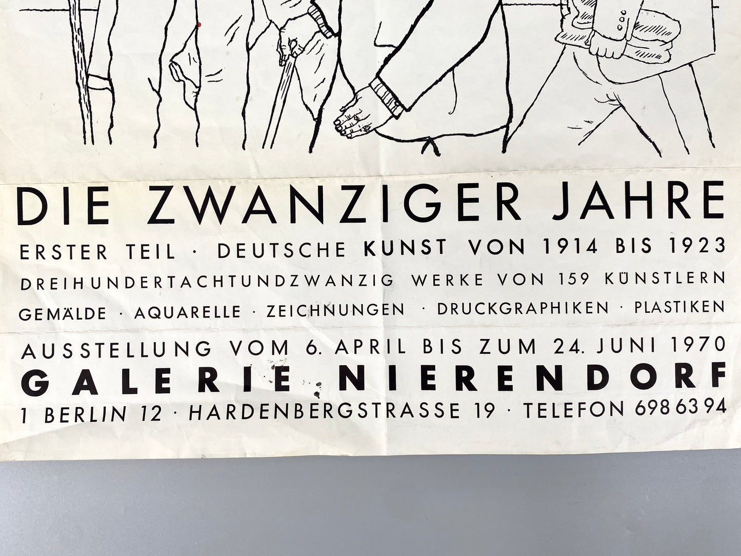 Die zwanziger Jahre. Ausstellungsplakat Galerie Nierendorf Berlin, 1970. Mit Motiv "Vollkommene Menschen", von Georg Grosz