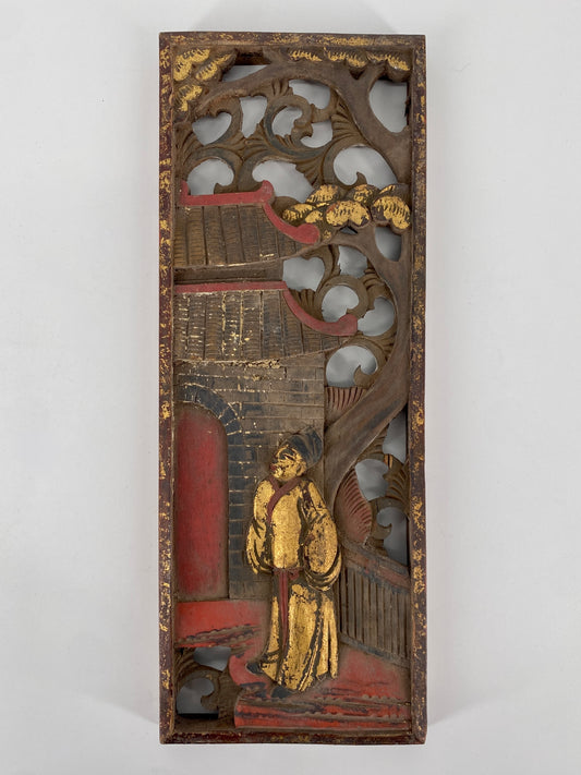 Traditionelles florales Holzrelief, China, ca. 1900-1950