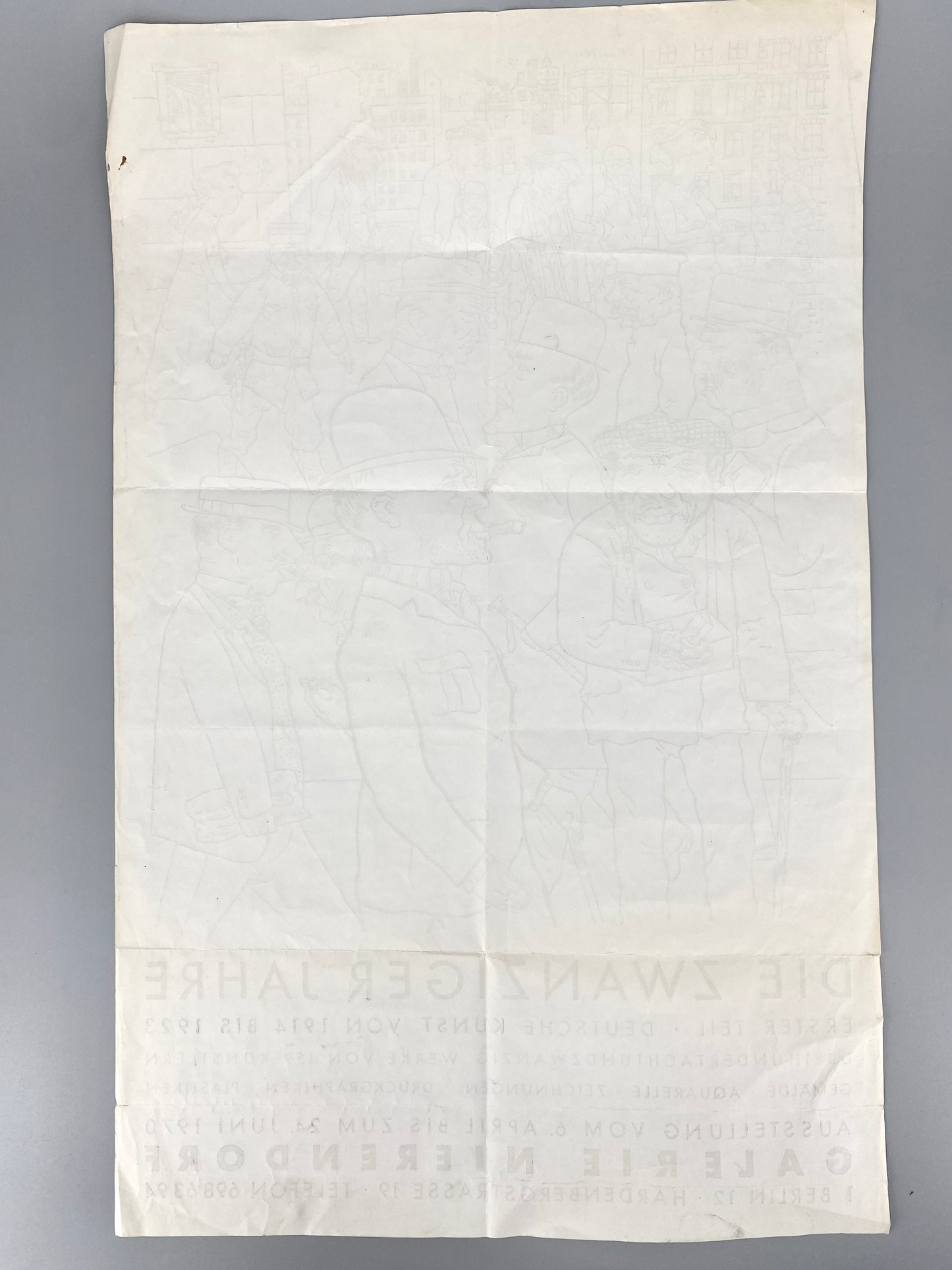 Die zwanziger Jahre. Ausstellungsplakat Galerie Nierendorf Berlin, 1970. Mit Motiv "Vollkommene Menschen", von Georg Grosz