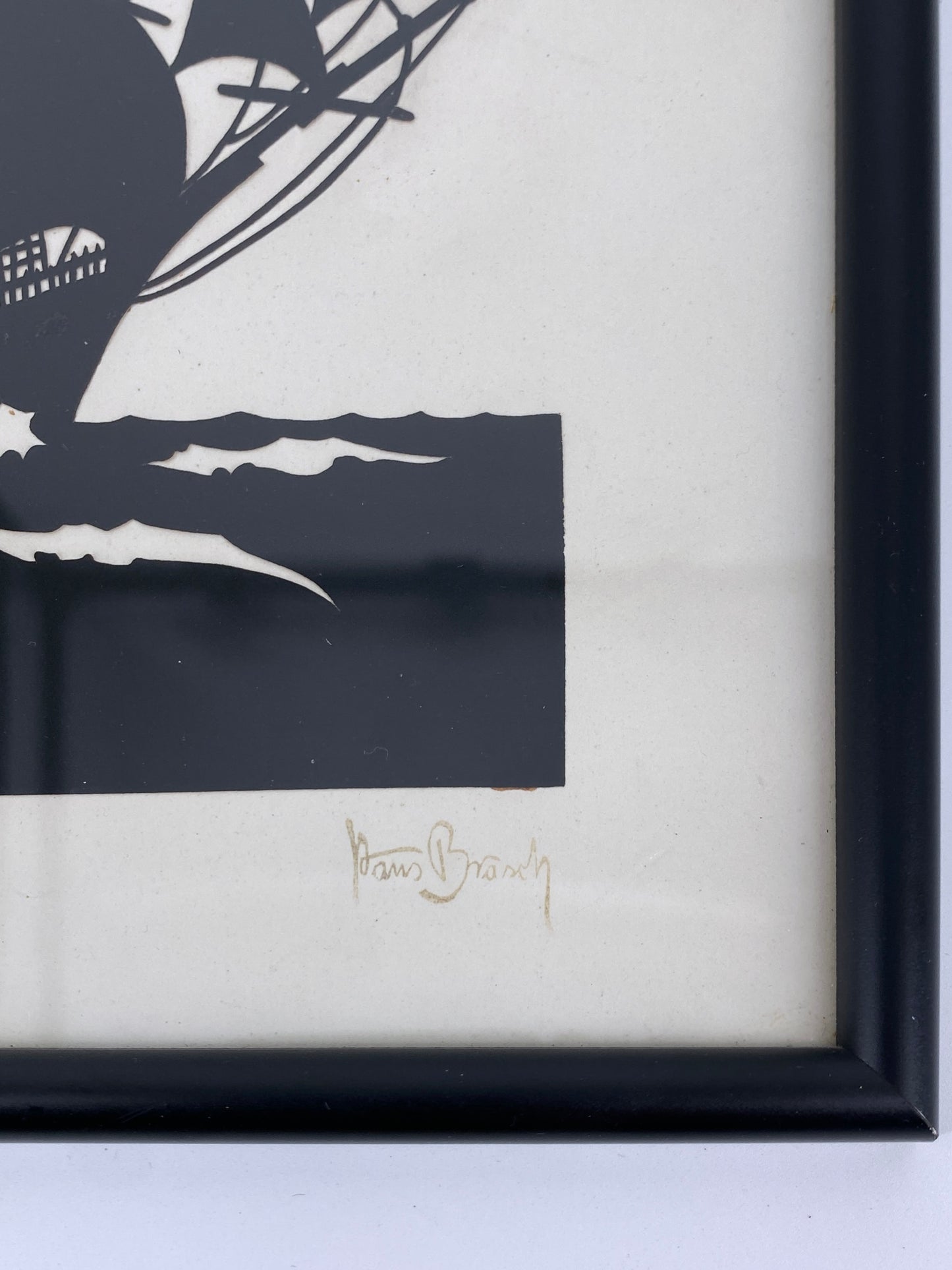 Scherenschnitt eines Segelboots von Hans Brasch, Deutschland, um 1920