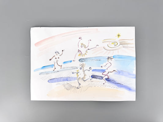 Tanz der Fabelwesen. Aquarell von Helga Engeln
