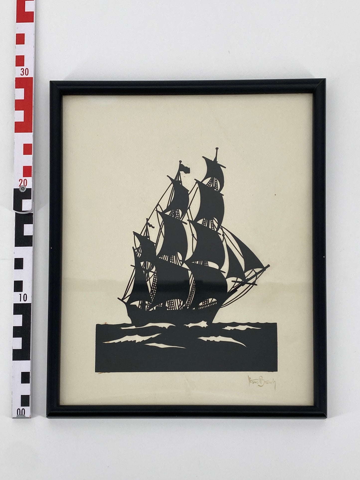 Scherenschnitt eines Segelboots von Hans Brasch, Deutschland, um 1920