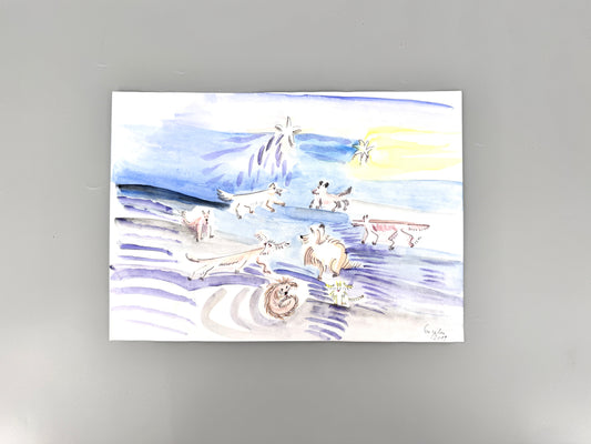 Der Hundehimmel. Aquarell, Helga Engeln