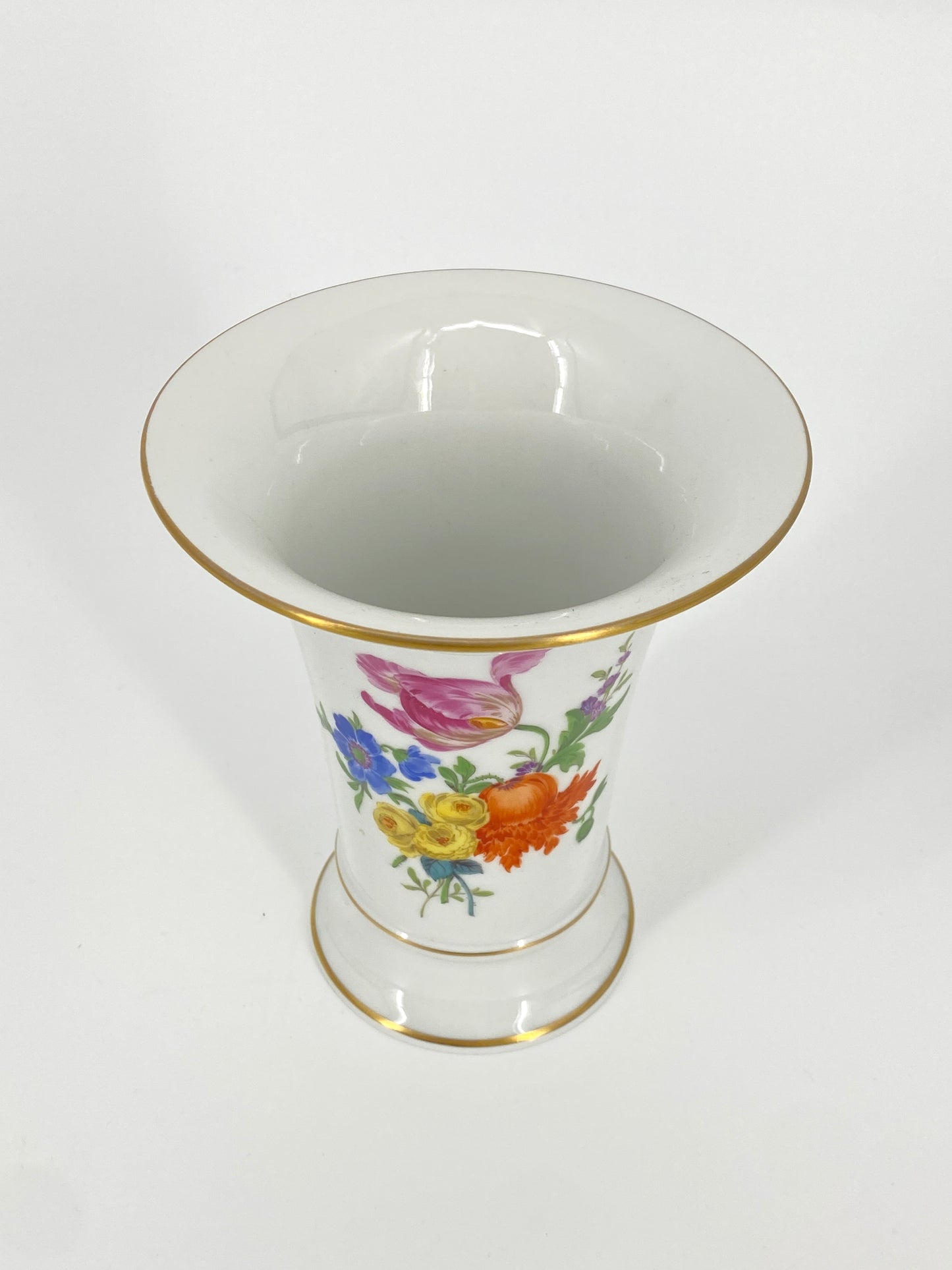 Trompetenvase mit Blumendekor von Meissen