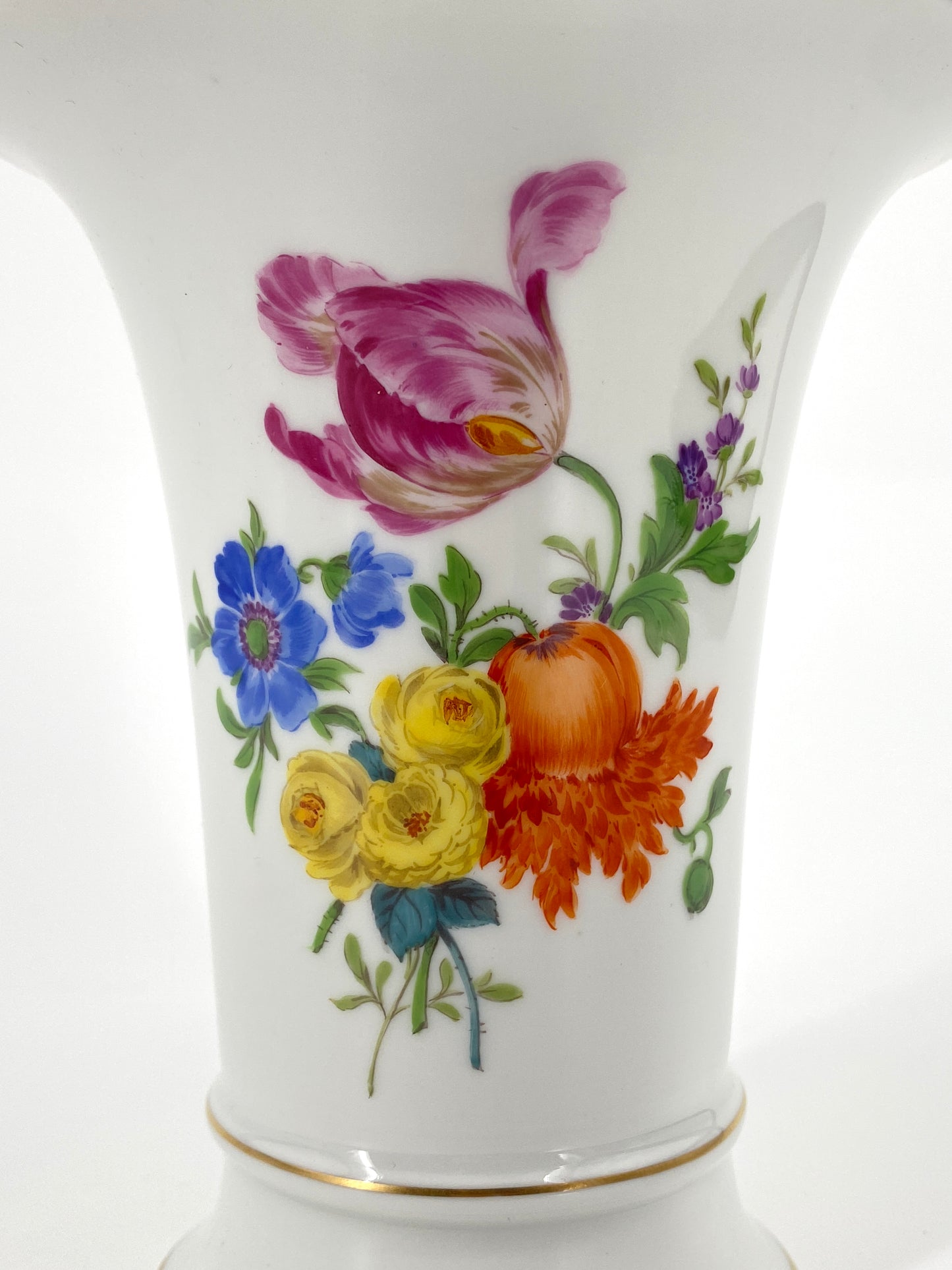 Trompetenvase mit Blumendekor von Meissen