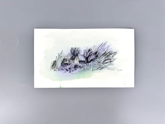 Einsame Insel in Lila. Aquarell, Helga Engeln