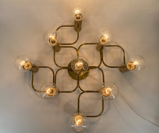 9-flammige Deckenlampe von Gaetano Sciolari für Leola, Deutschland 1980er