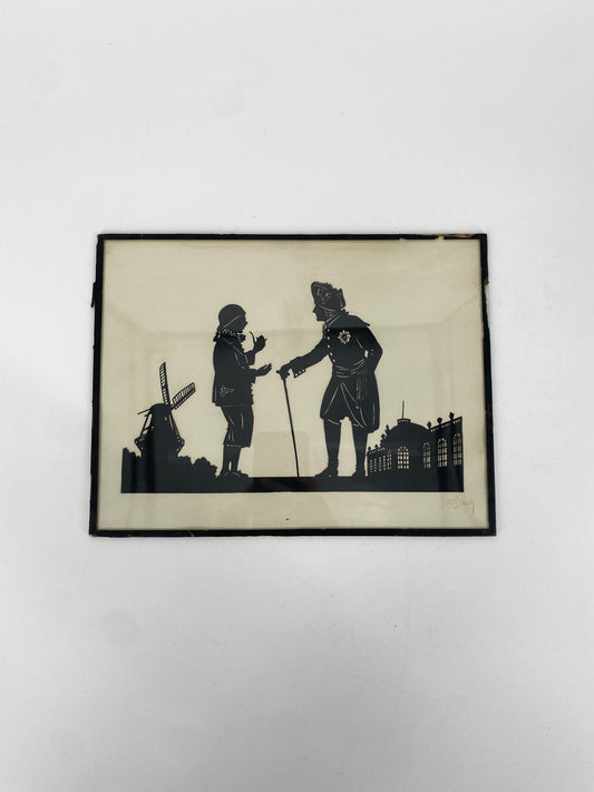 Scherenschnitt von Hans Brasch, der alte Fritz und der Müller von Sanssouci, um 1900