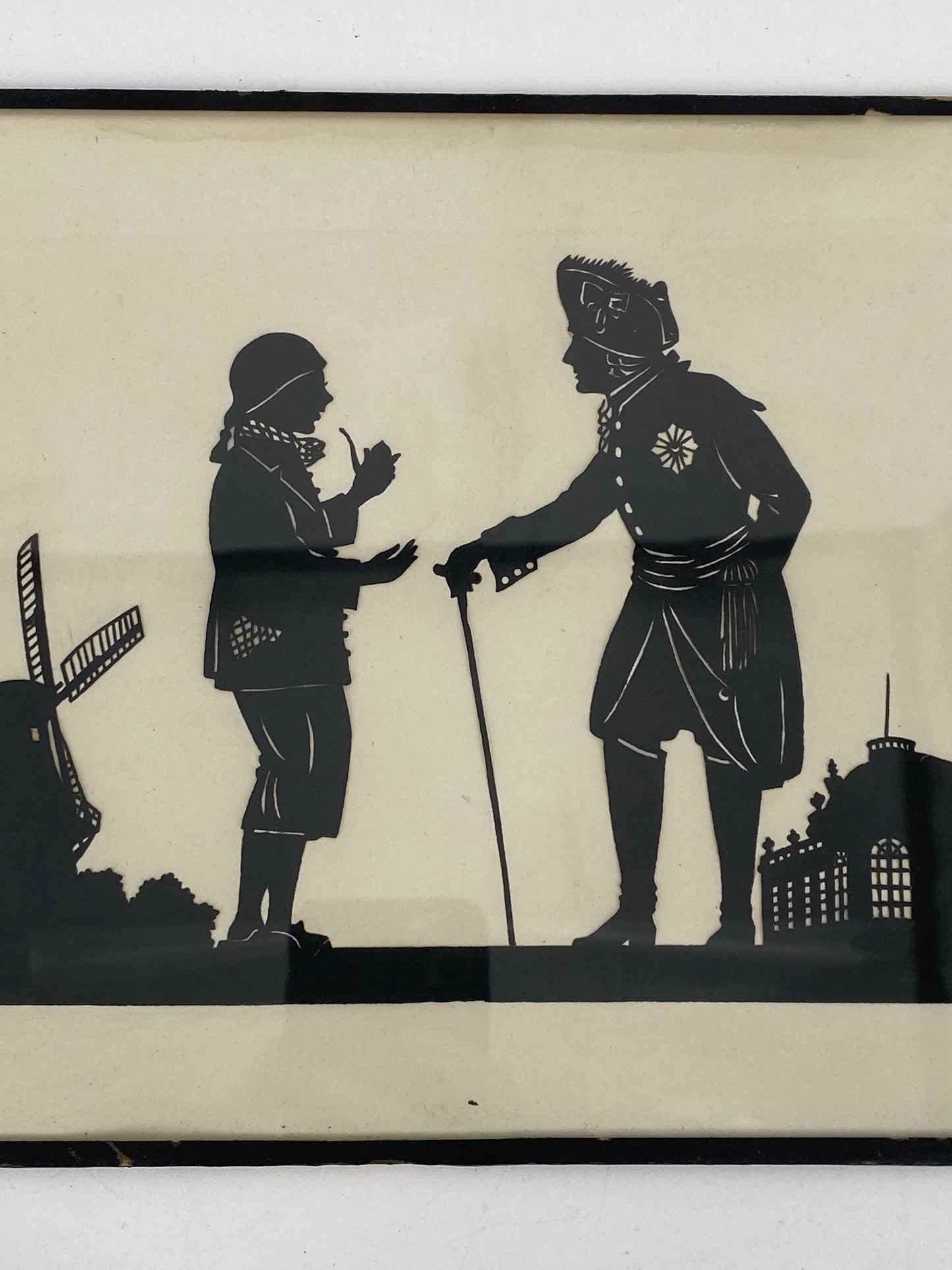 Scherenschnitt von Hans Brasch, der alte Fritz und der Müller von Sanssouci, um 1900